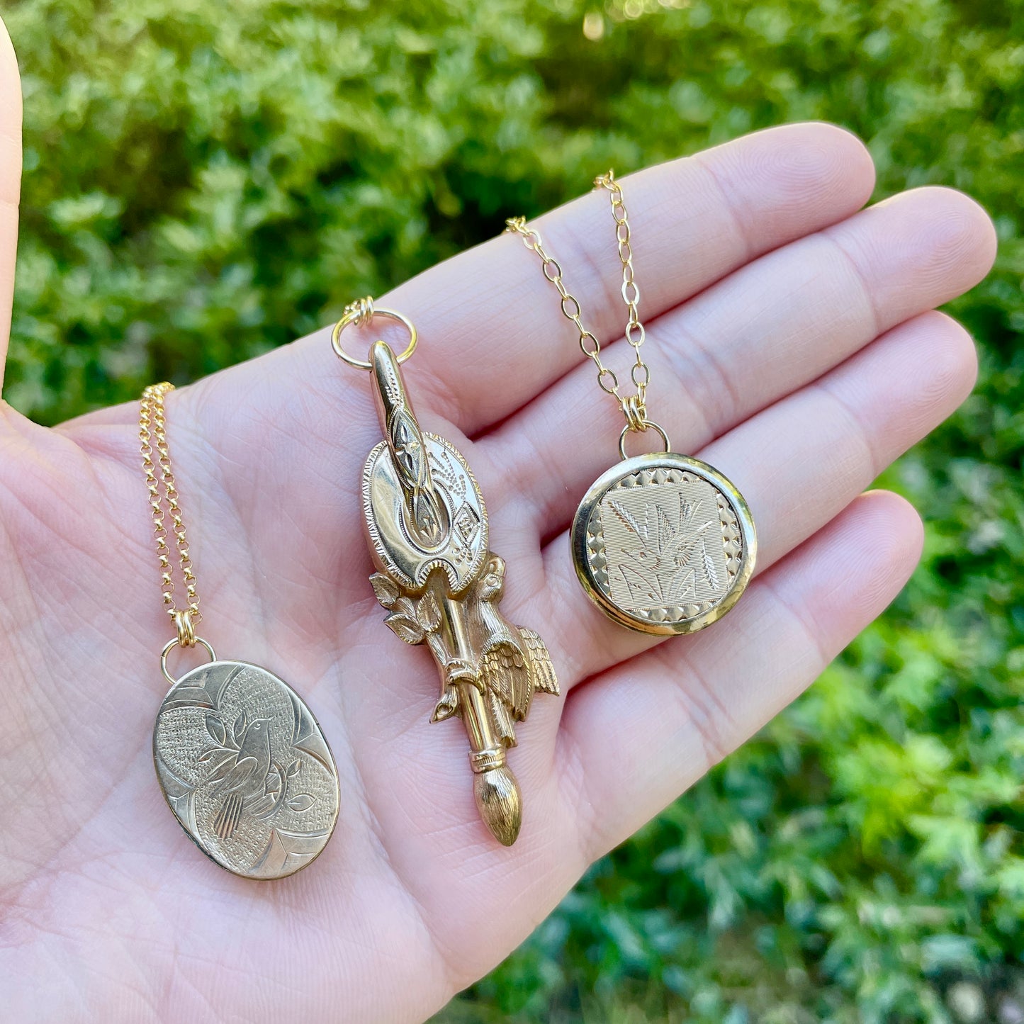 Victorian Dove Olive Branch Cuff Link Necklace