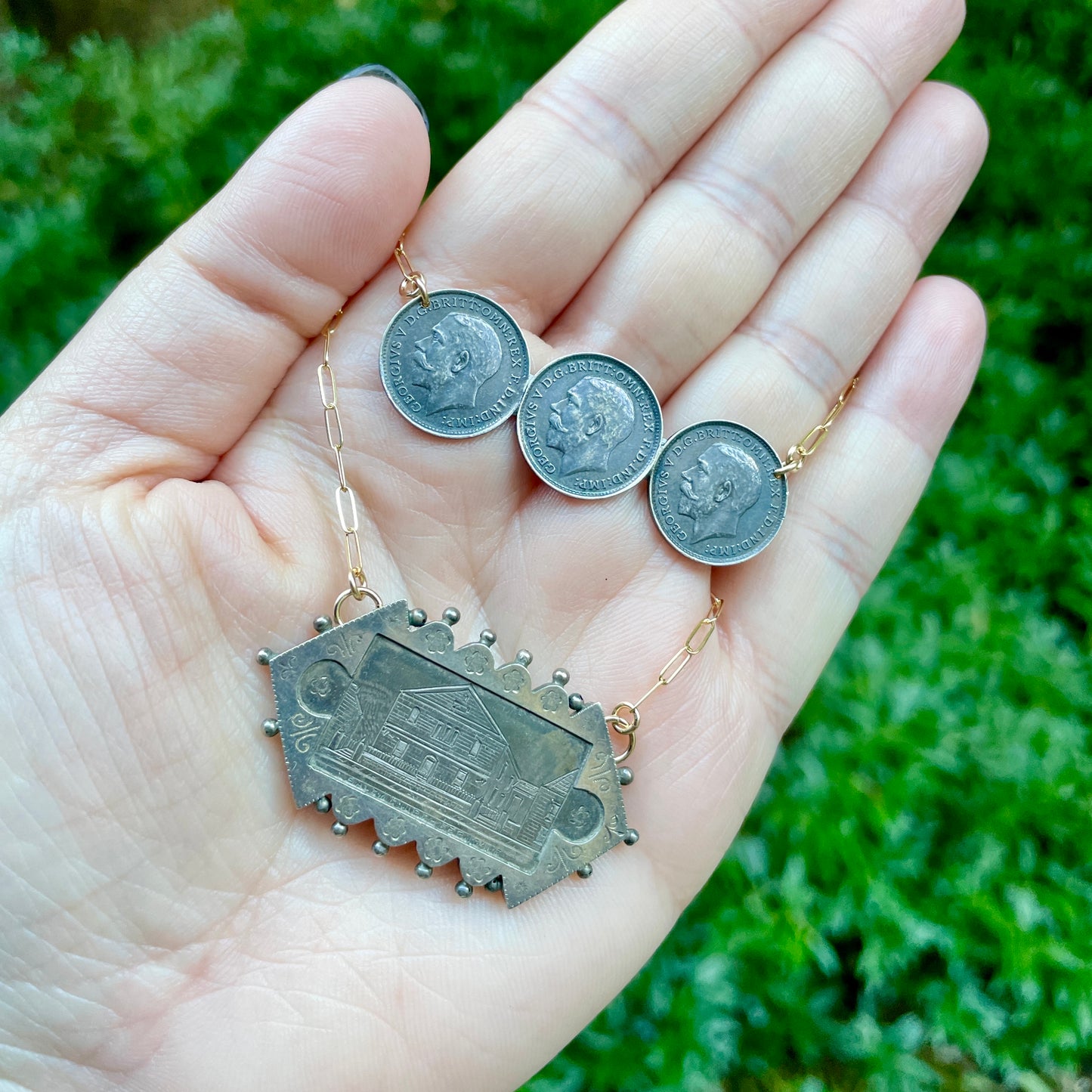 Salem Church Ferndale Sterling Brooch Necklace