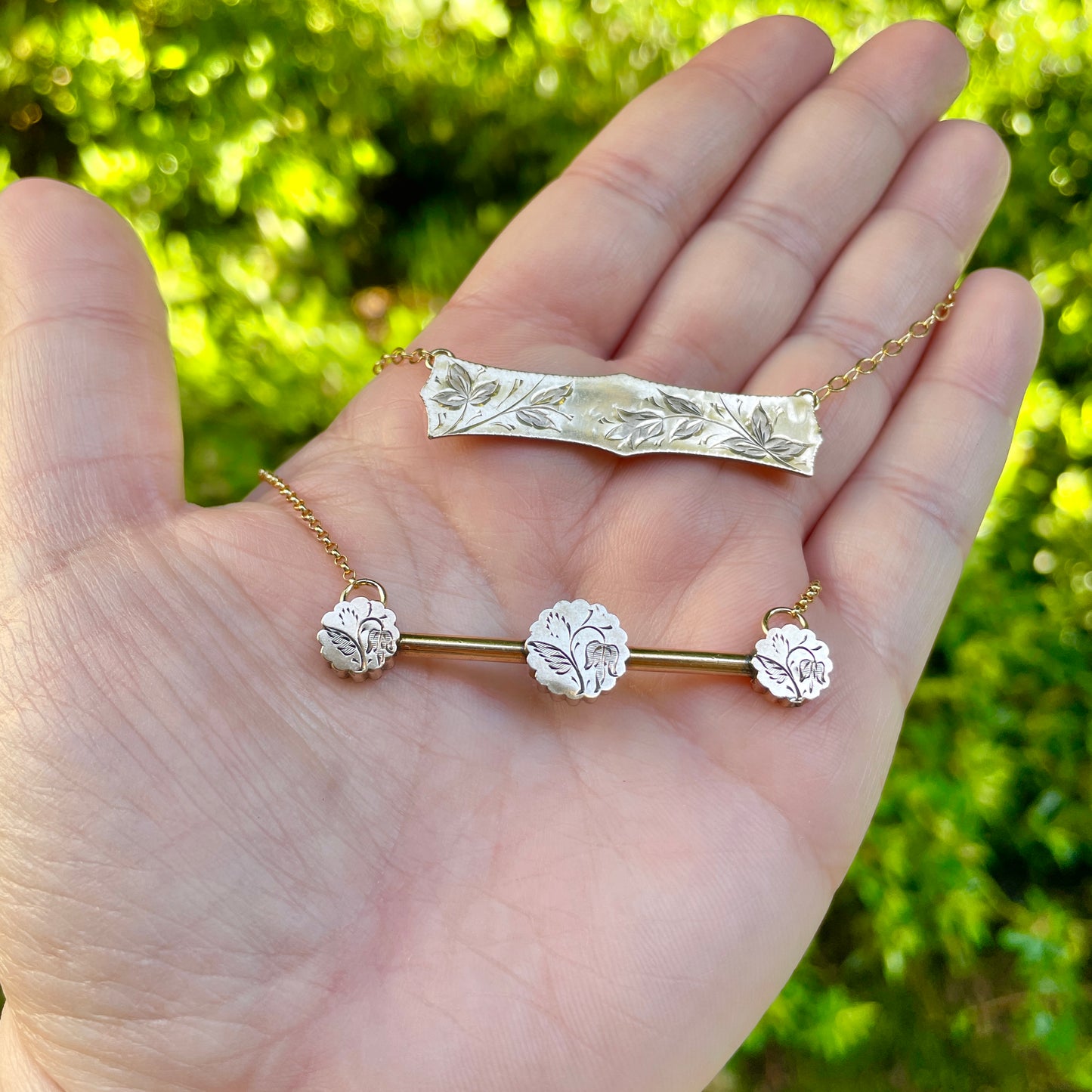 Snowdrop January Flower Bar Pin Necklace