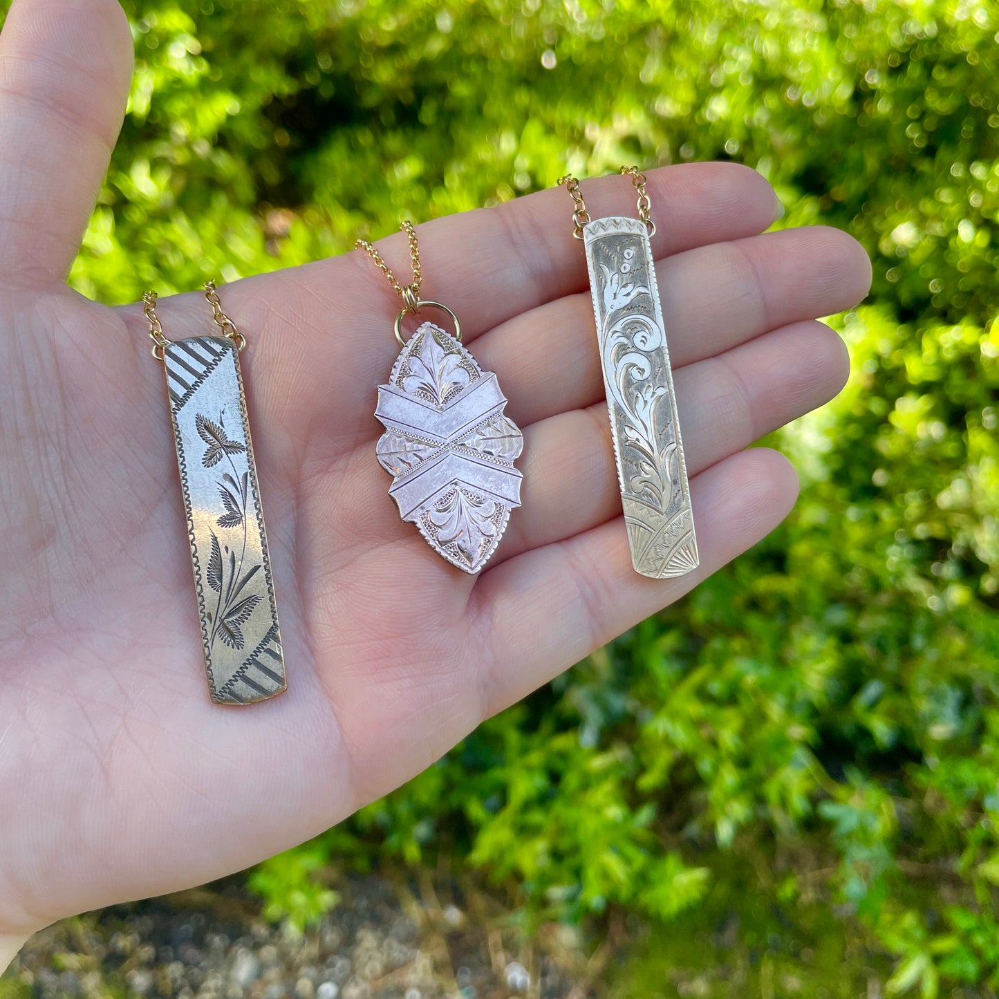 Victorian Rhododendron Vertical Bar Necklace