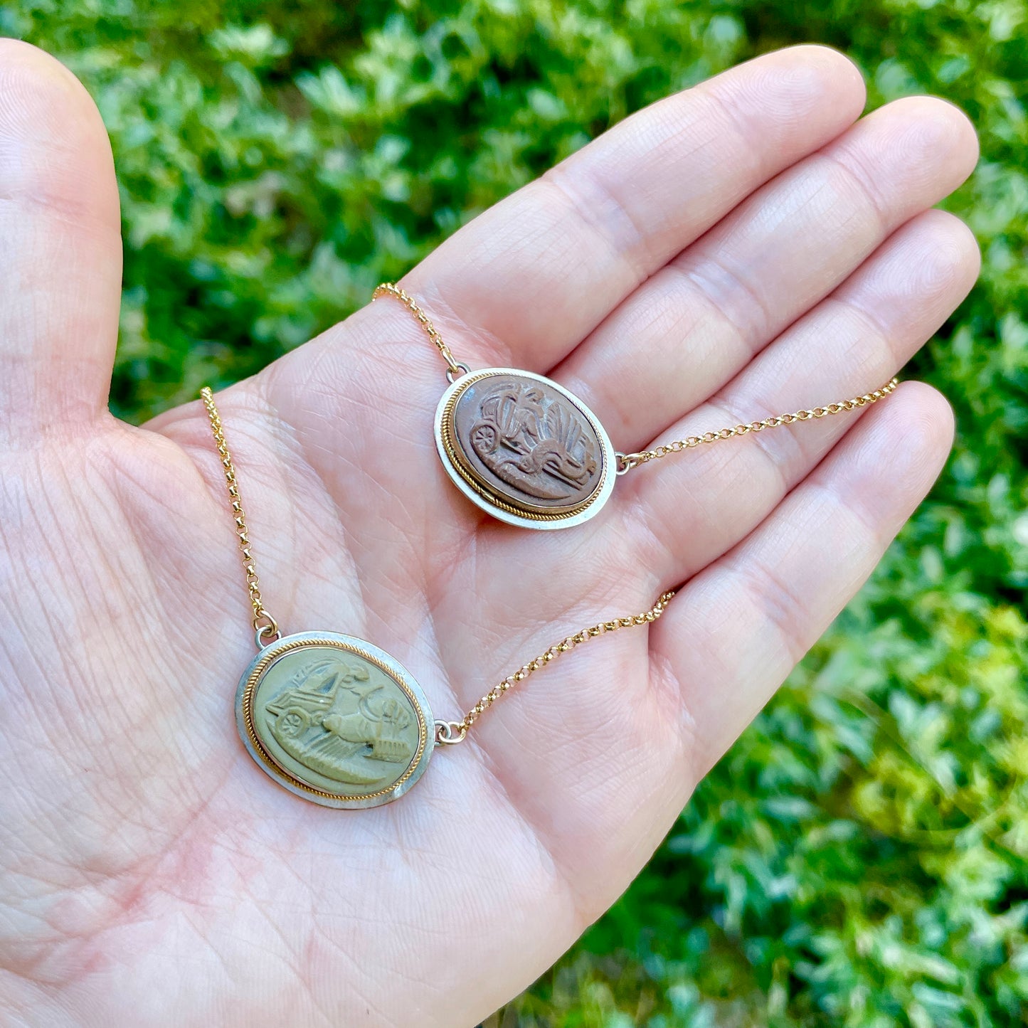 SATURN God of Agriculture Lava Cameo Pendant
