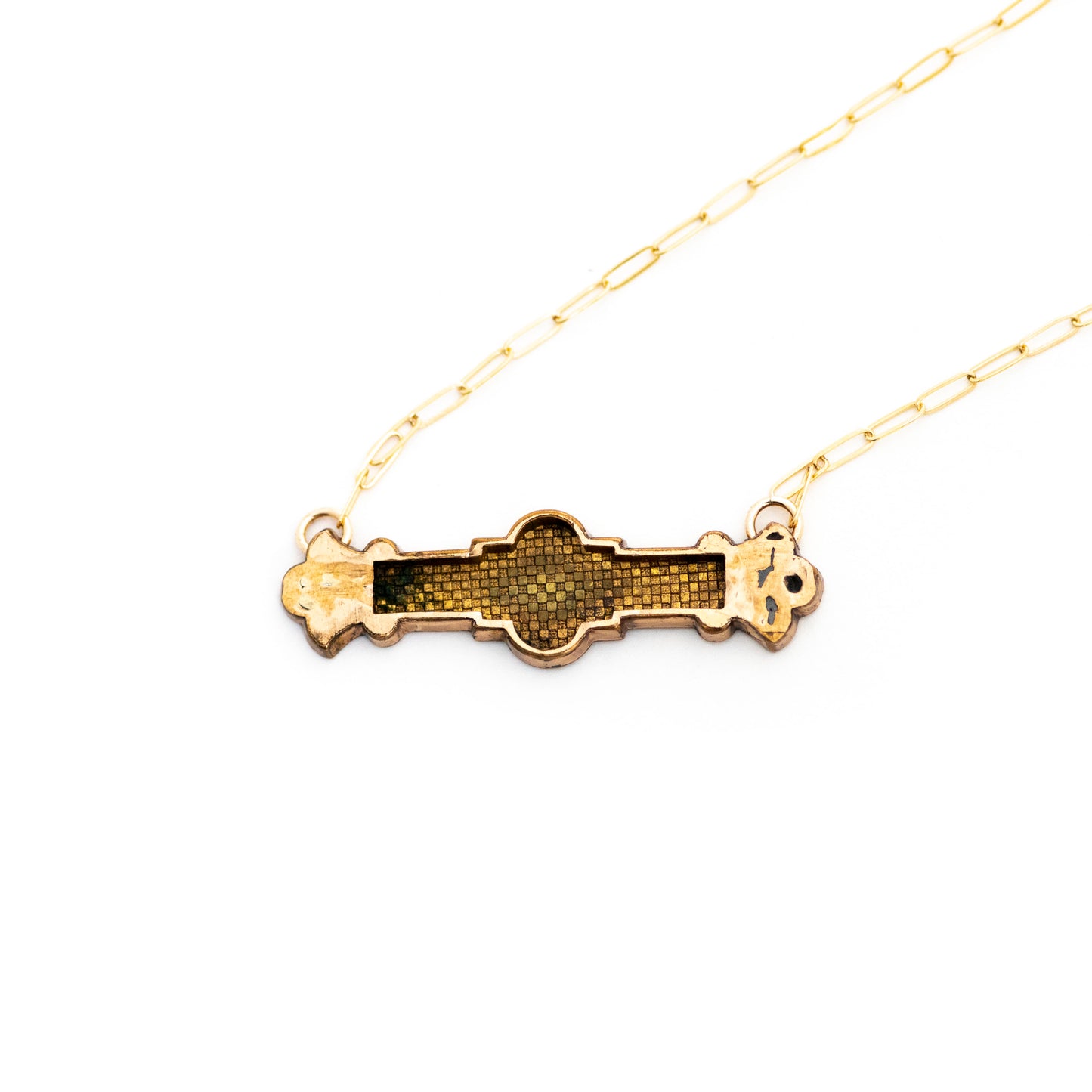 Ship Sailing on the Coast Antique Landscape Bar Necklace