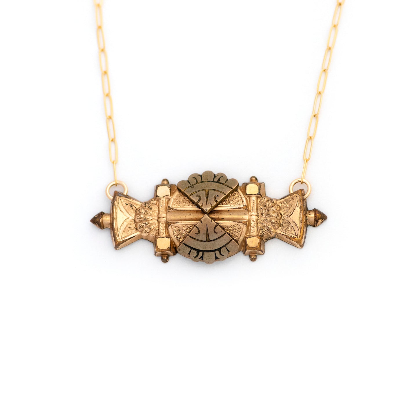 Double Fan Antique Edwardian Bar Necklace