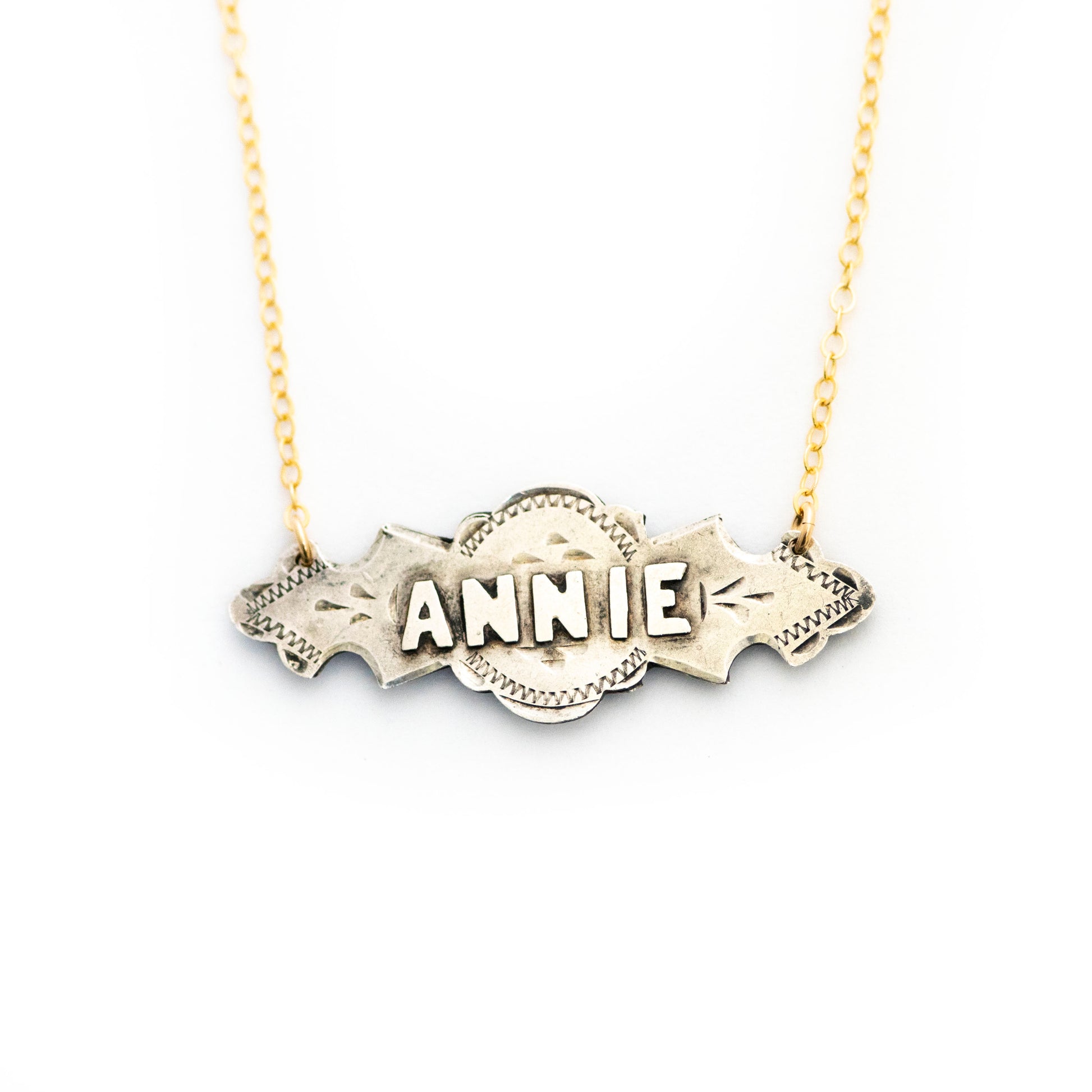 Sterling ANNIE Birmingham Bar Name Necklace