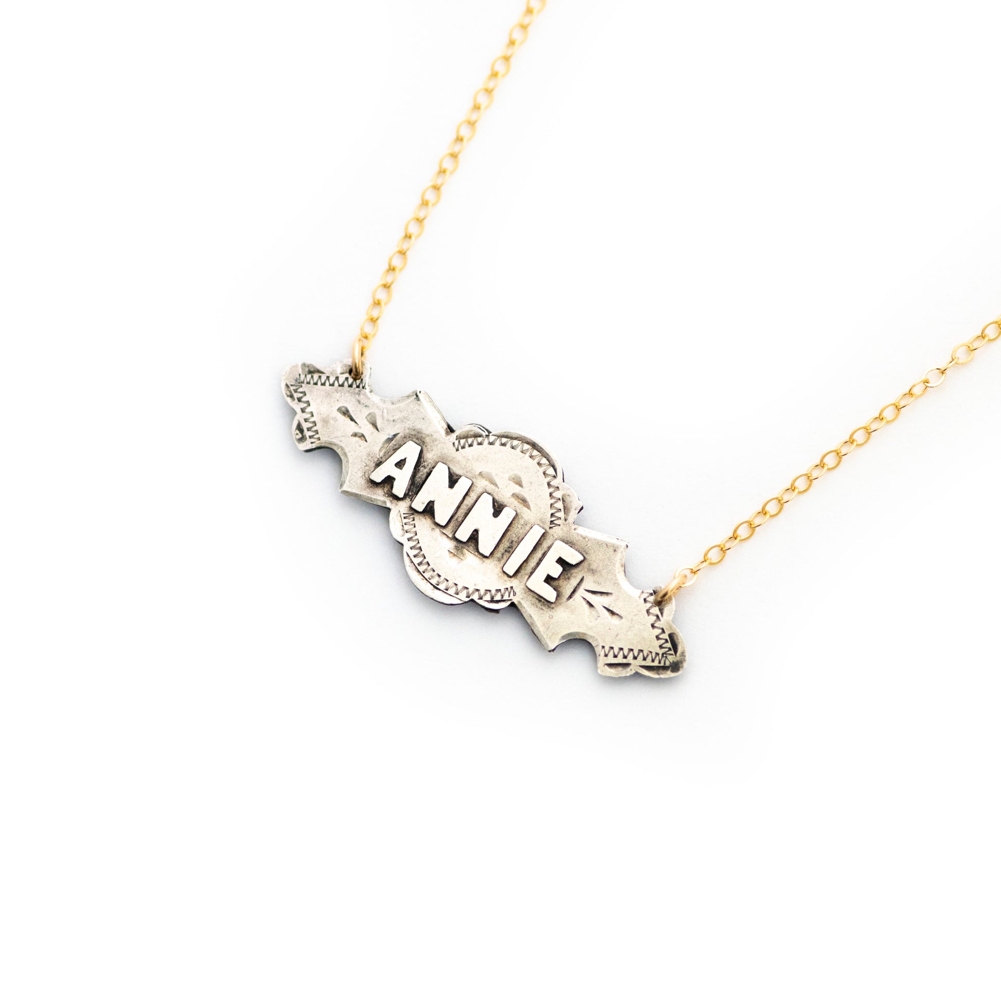 Sterling ANNIE Birmingham Bar Name Necklace