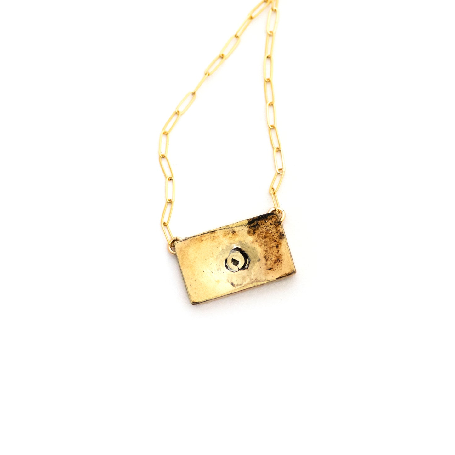 Taille d'Epargne Black Enamel Frame Antique Cufflink Necklace