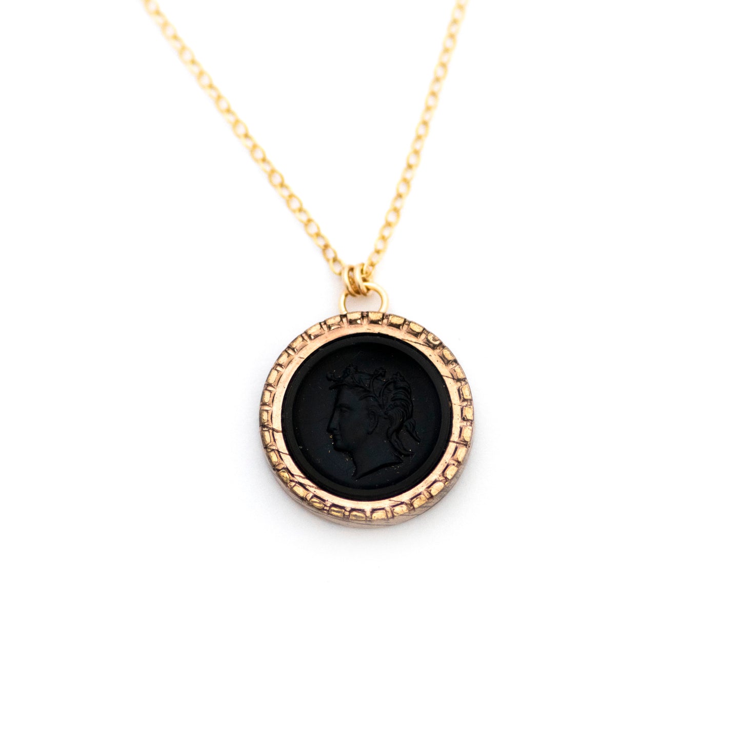 Victorian Black Cameo Cufflink Pendant Necklace