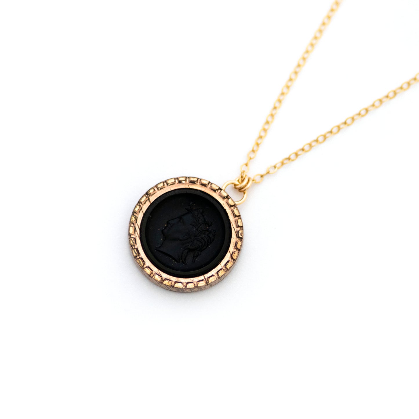 Victorian Black Cameo Cufflink Pendant Necklace