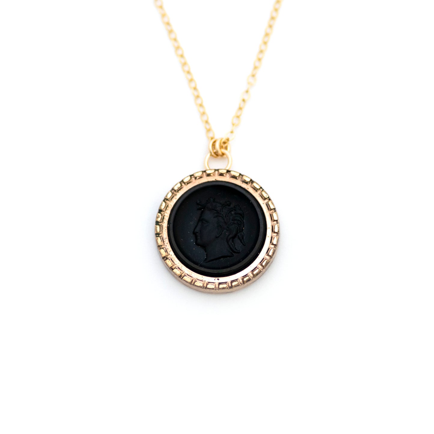 Victorian Black Cameo Cufflink Pendant Necklace
