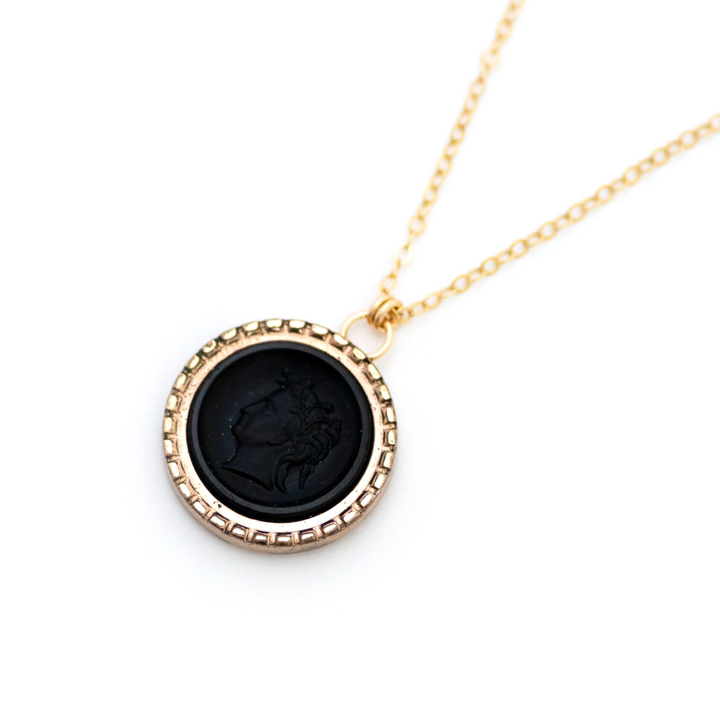 Victorian Black Cameo Cufflink Pendant Necklace