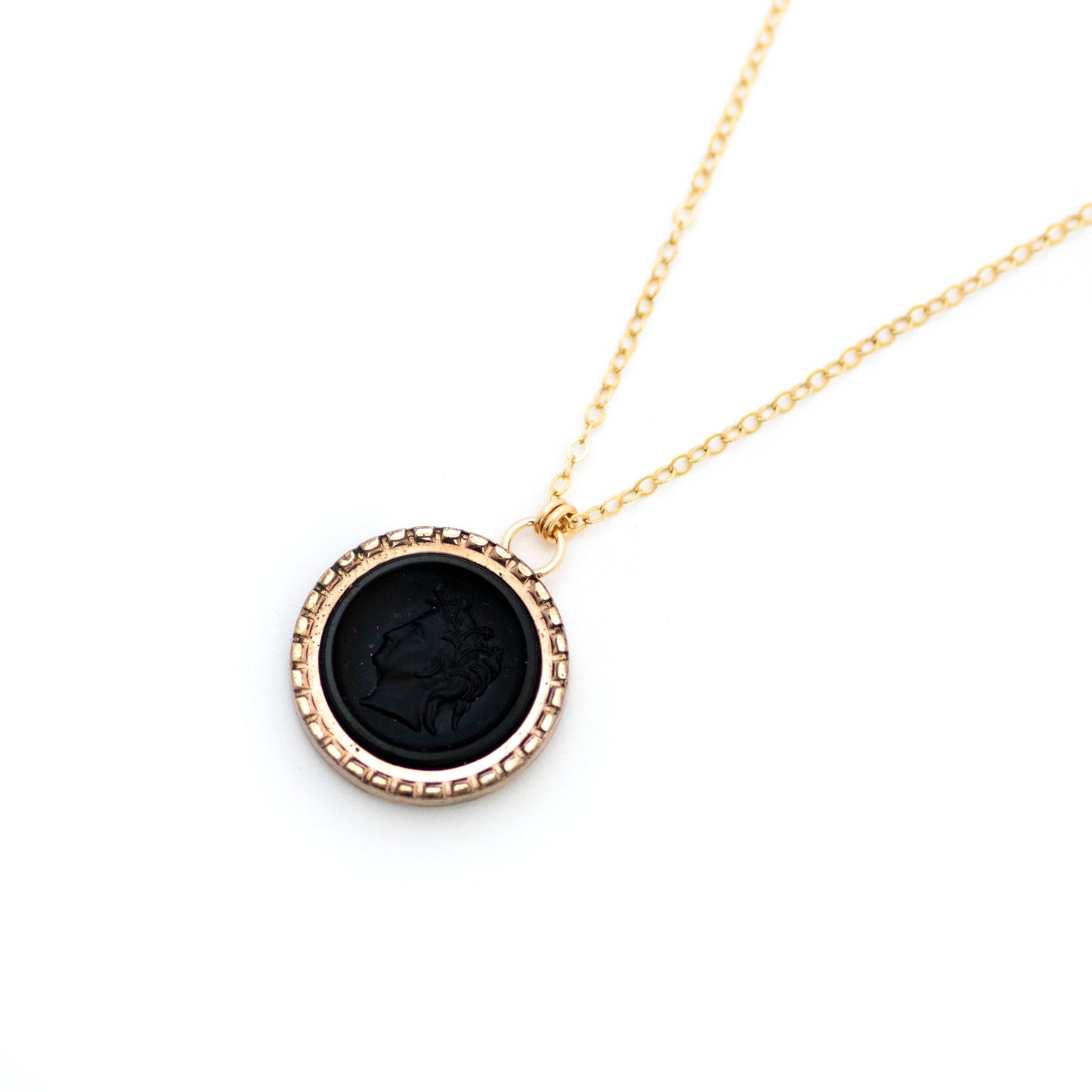 Victorian Black Cameo Cufflink Pendant Necklace