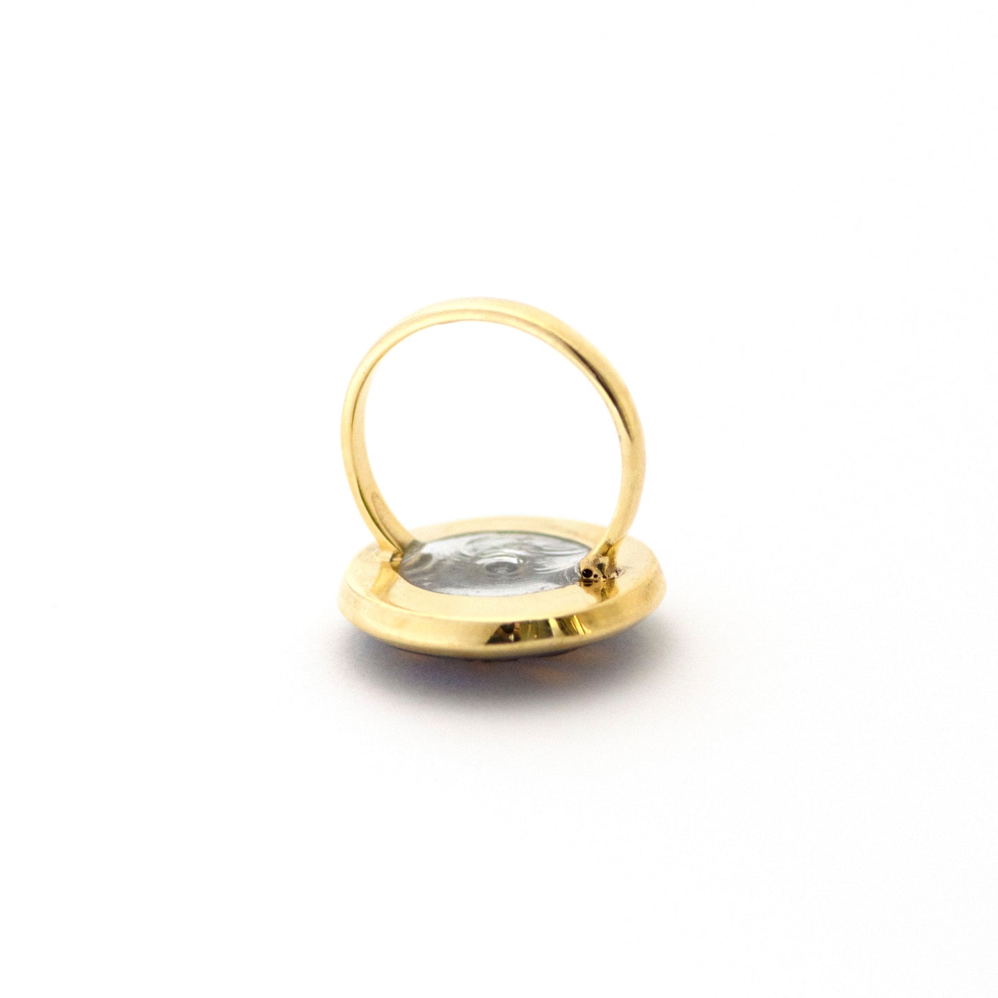 Czech Glass Button Vermeil Ring - Purple & Gold Dragonfly
