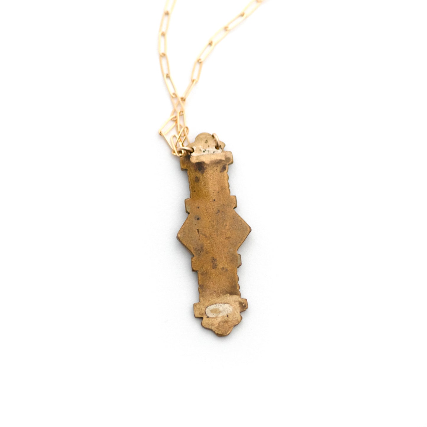 Silver on Brass Vertical Bar Pin Necklace