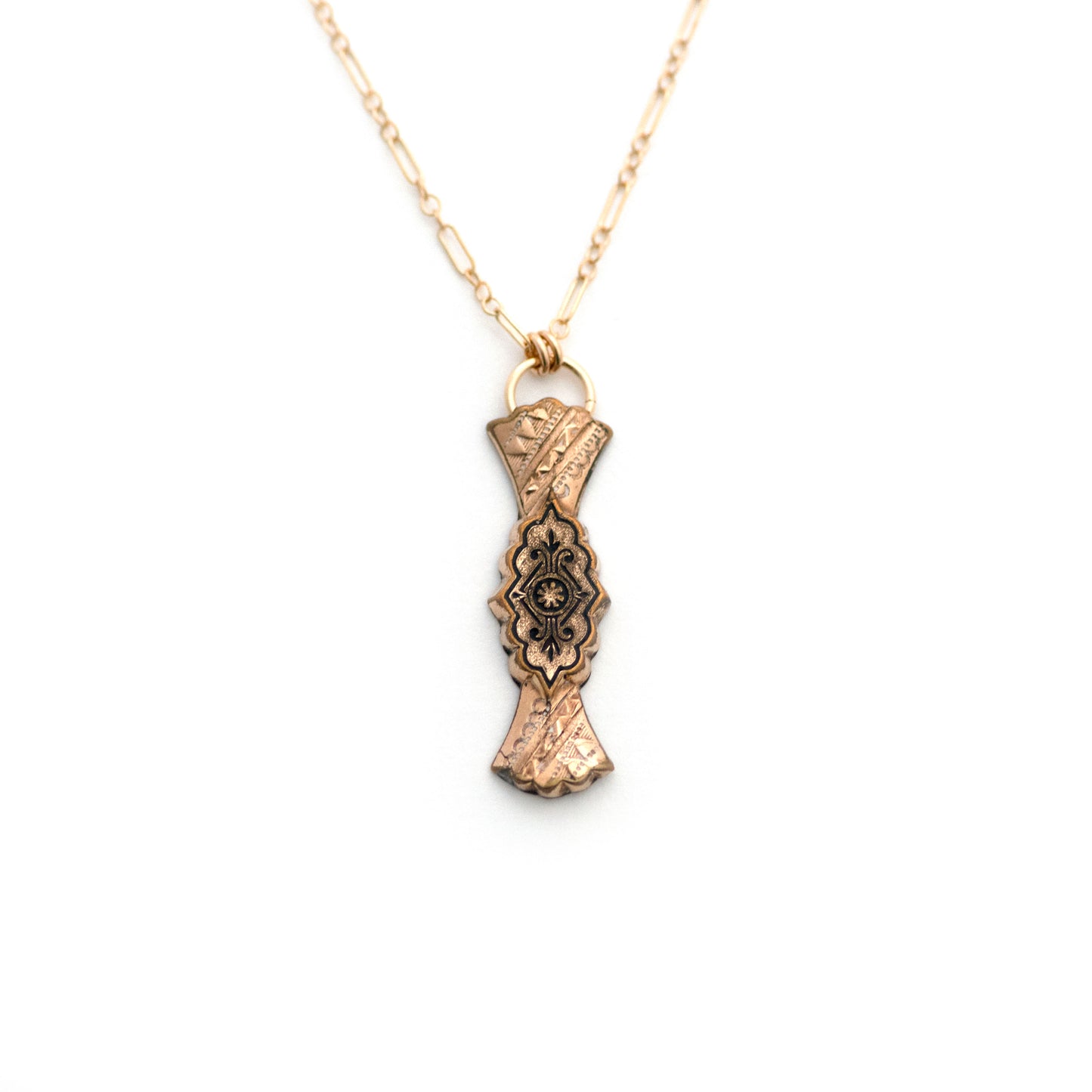 Tiny Taille d'Epargne Black Enamel Vertical Bar Necklace