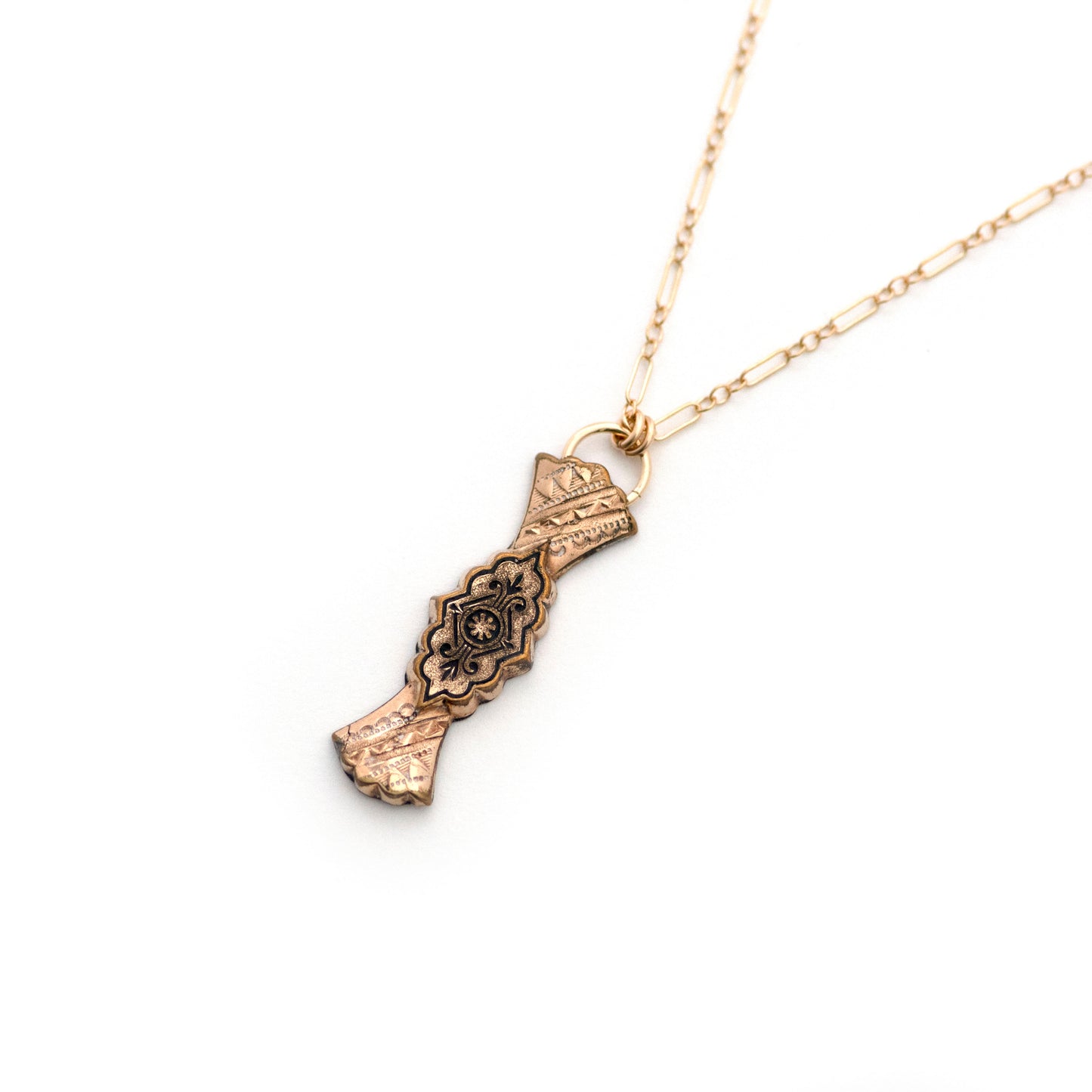 Tiny Taille d'Epargne Black Enamel Vertical Bar Necklace