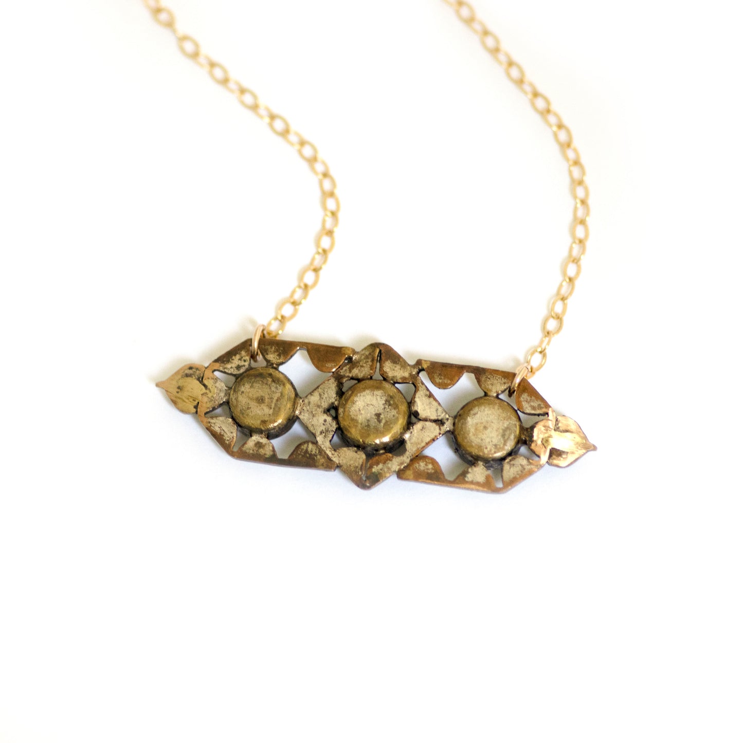 Clear Paste Rhinestone Antique Brooch Conversion Necklace