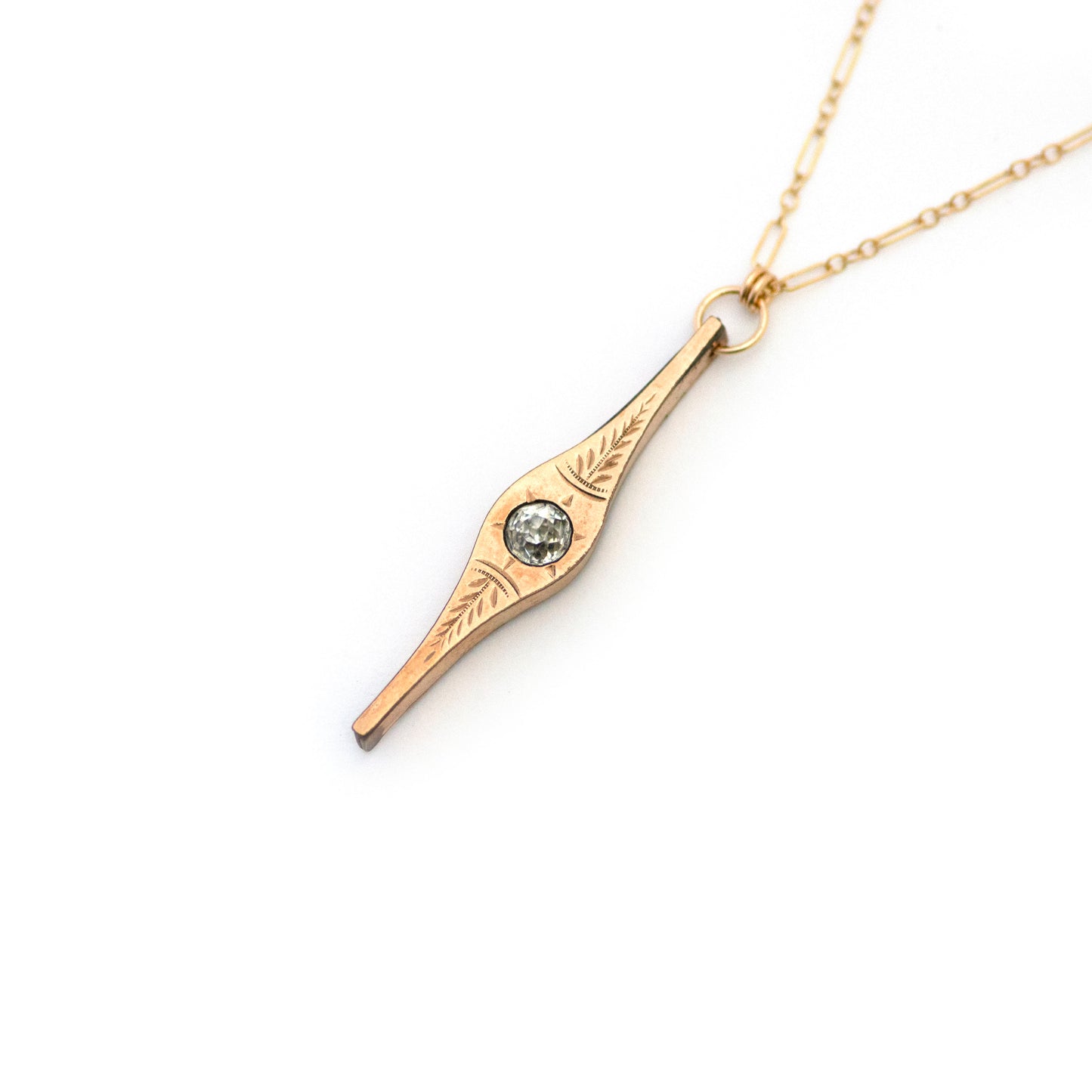 Wheat Baseball Stitch Clear Paste Vertical Bar Necklace