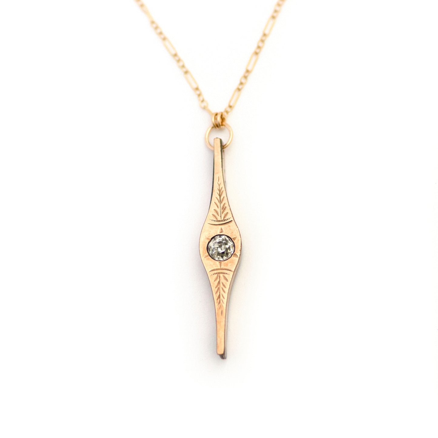 Wheat Baseball Stitch Clear Paste Vertical Bar Necklace