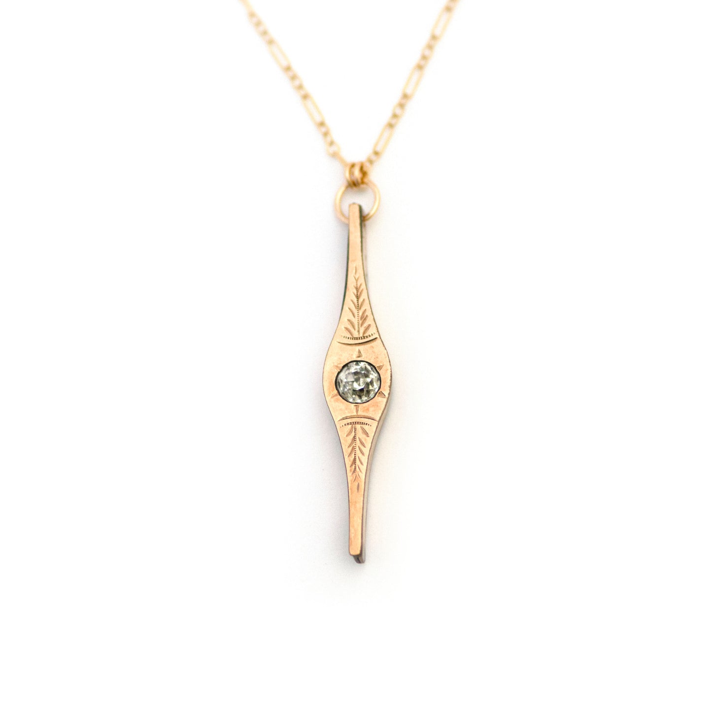 Wheat Baseball Stitch Clear Paste Vertical Bar Necklace