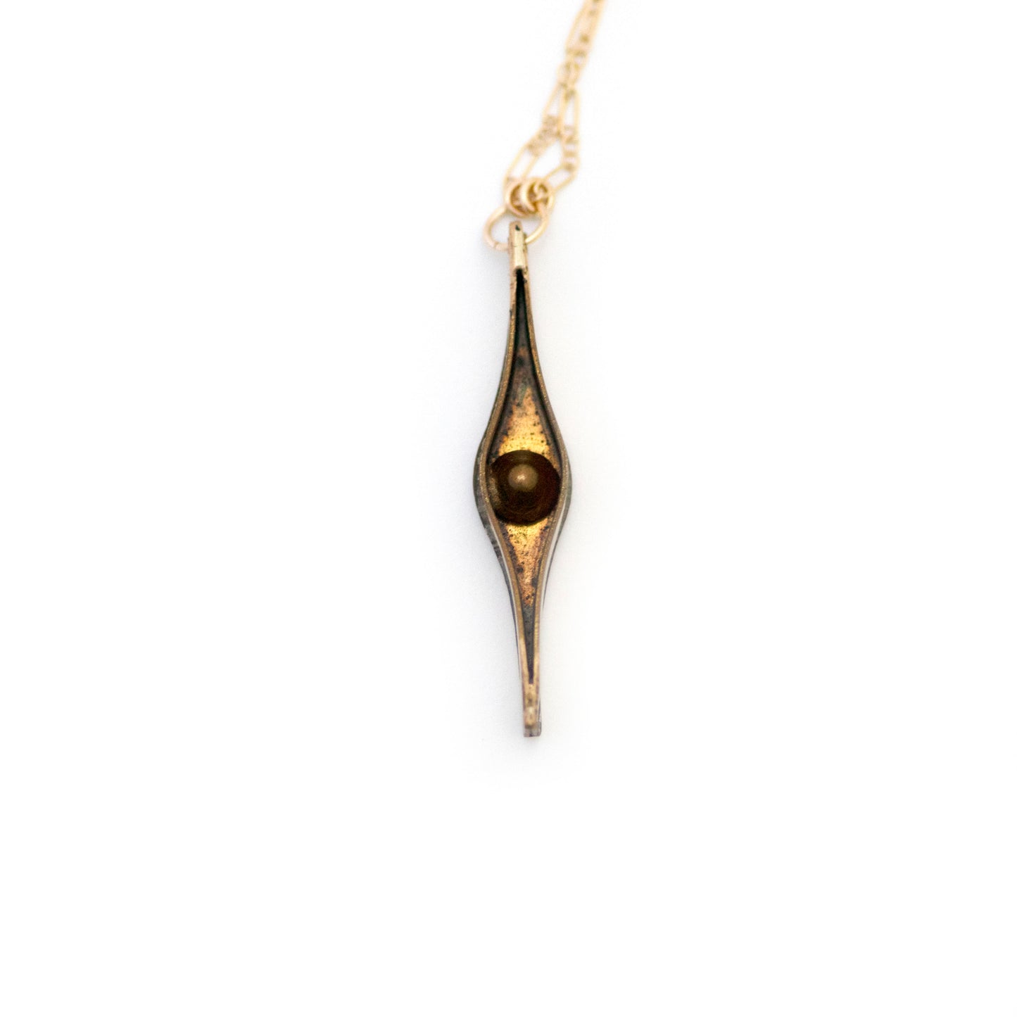 Wheat Baseball Stitch Clear Paste Vertical Bar Necklace