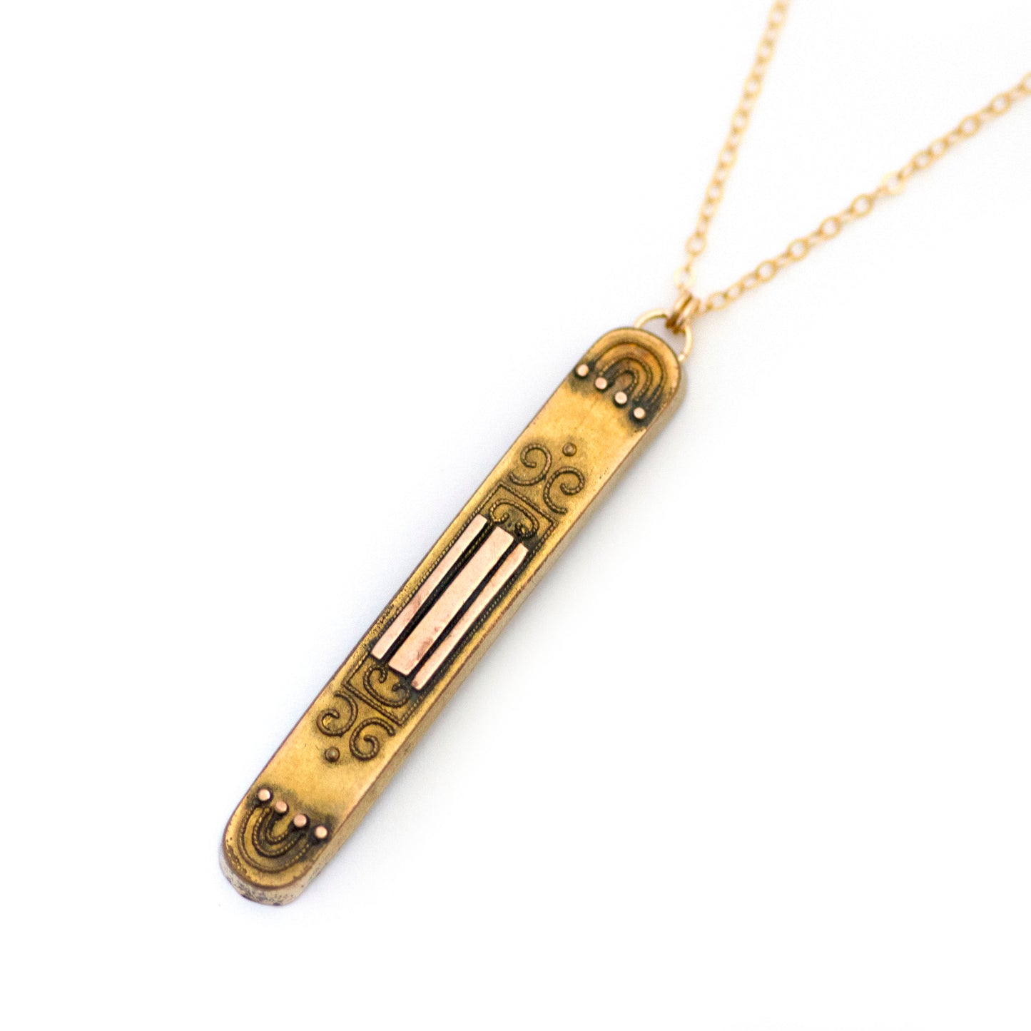 Etruscan Revival Vertical Bar Pin Necklace