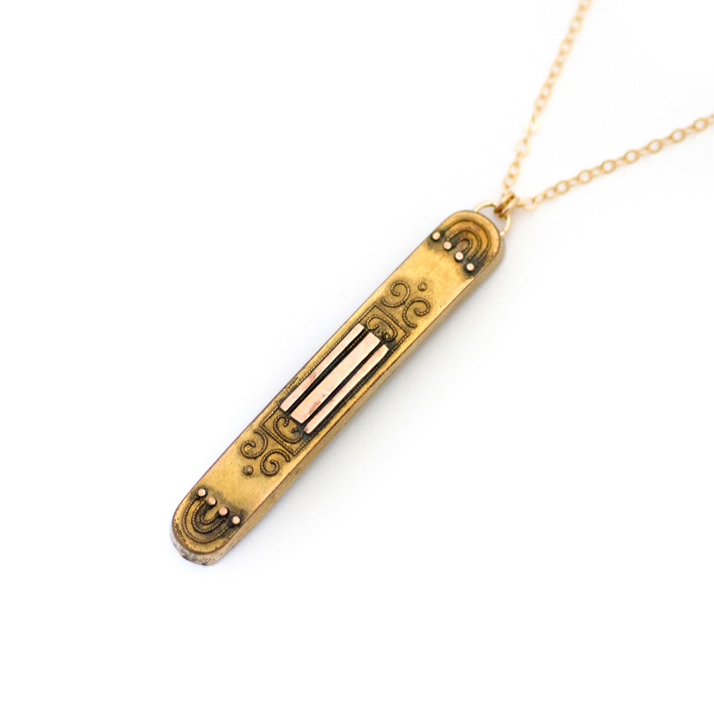 Etruscan Revival Vertical Bar Pin Necklace