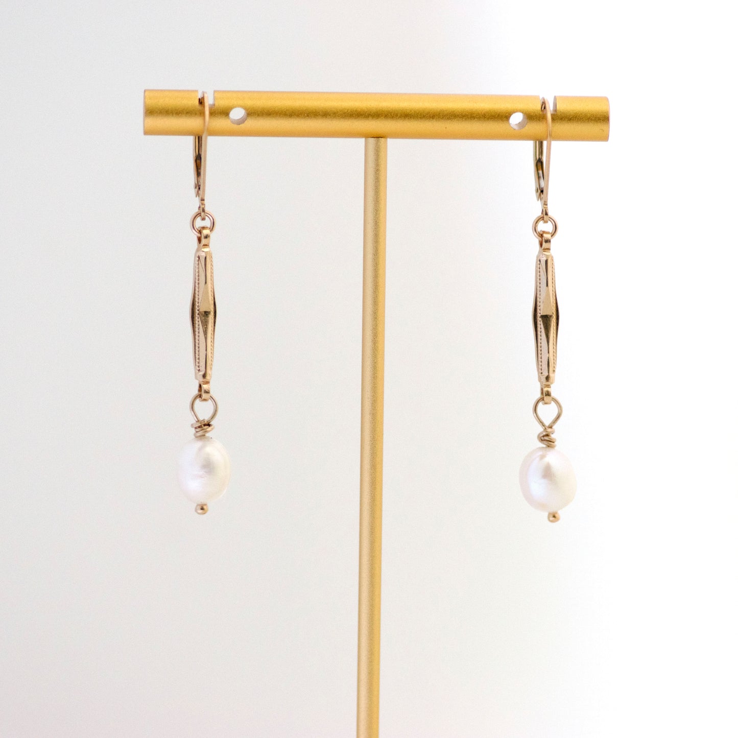 Pearl Drop Antique Watch Link Earrings