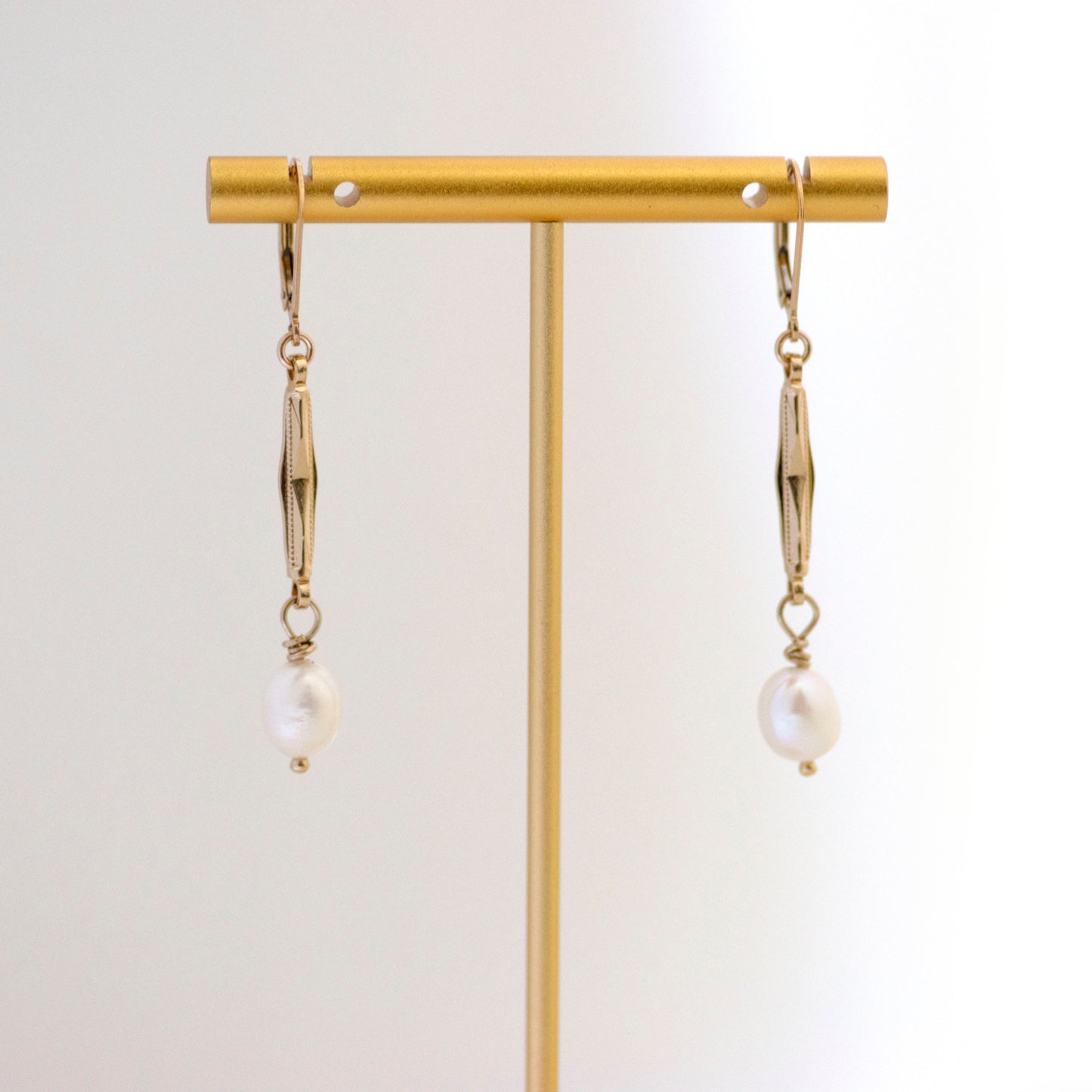 Pearl Drop Antique Watch Link Earrings
