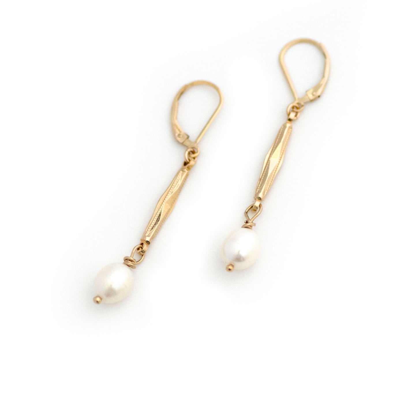 Pearl Drop Antique Watch Link Earrings