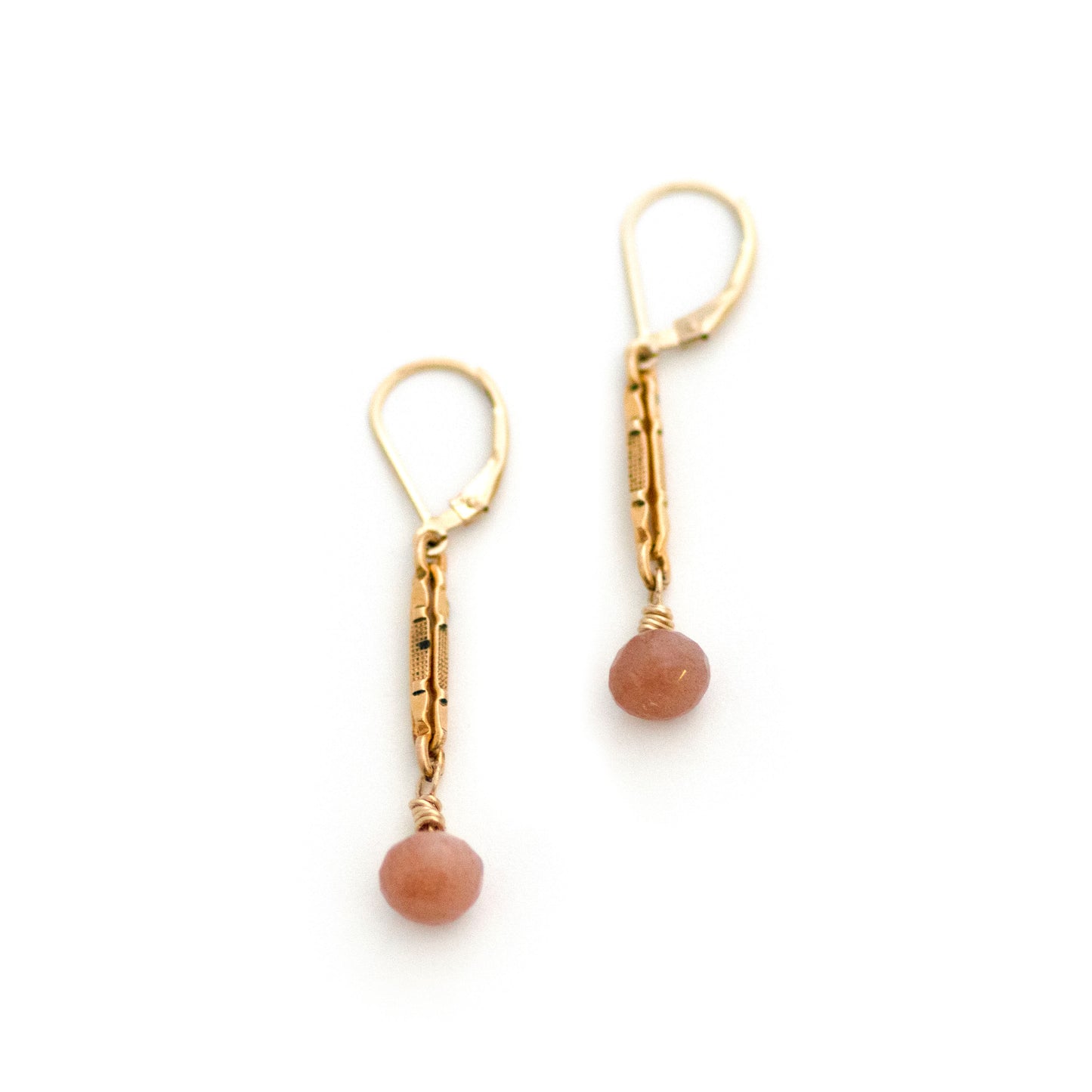 Victorian Watch Chain and Sunstone Drop Earrings
