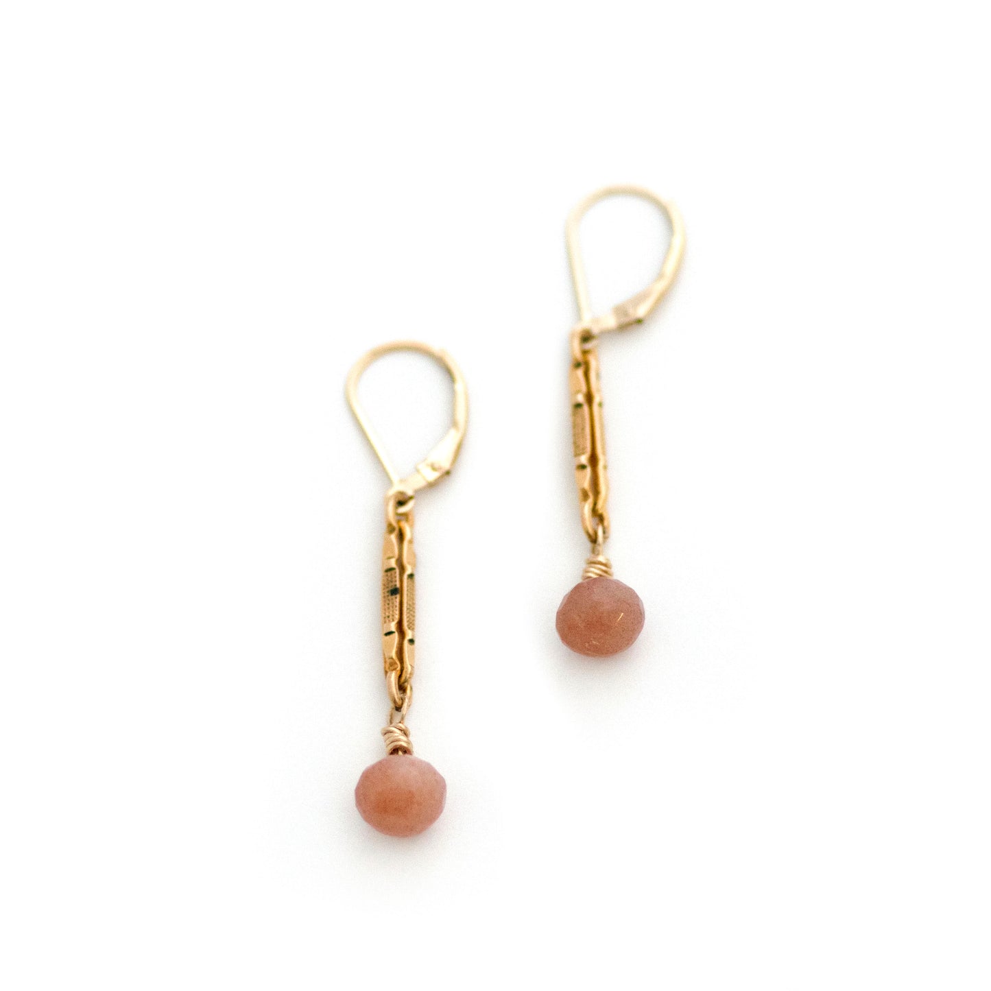 Victorian Watch Chain and Sunstone Drop Earrings