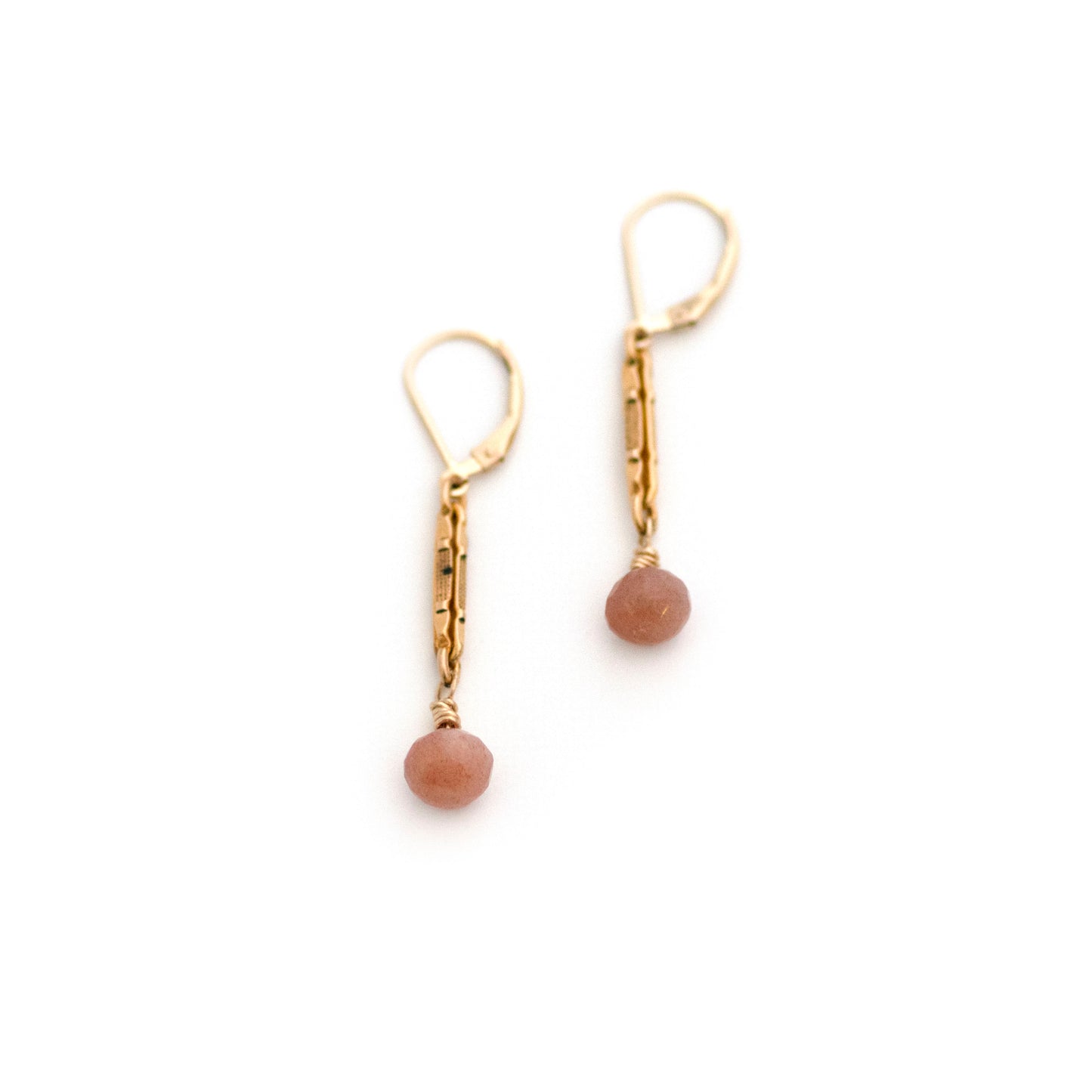 Victorian Watch Chain and Sunstone Drop Earrings