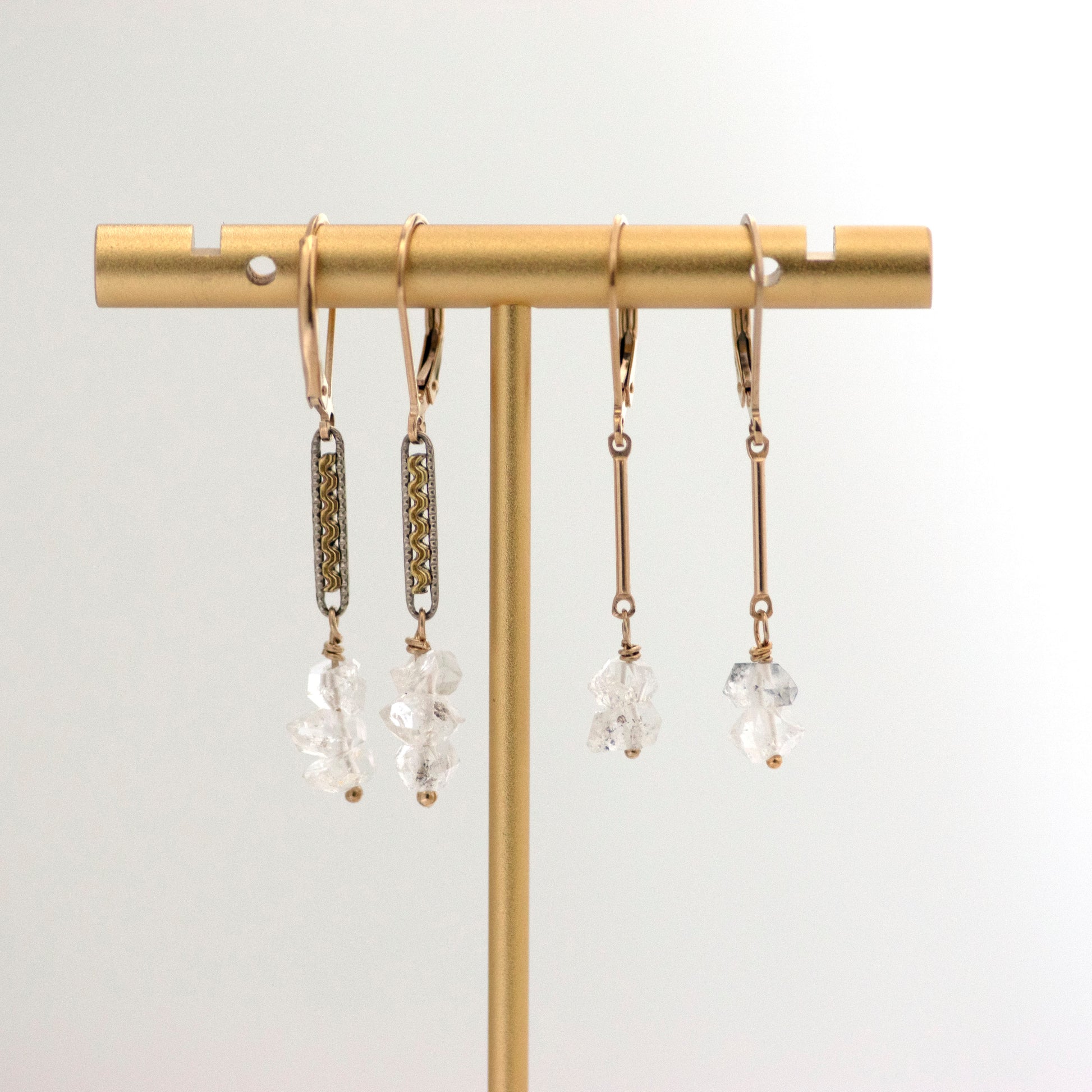 Two pairs of Herkimer diamond earring drops.