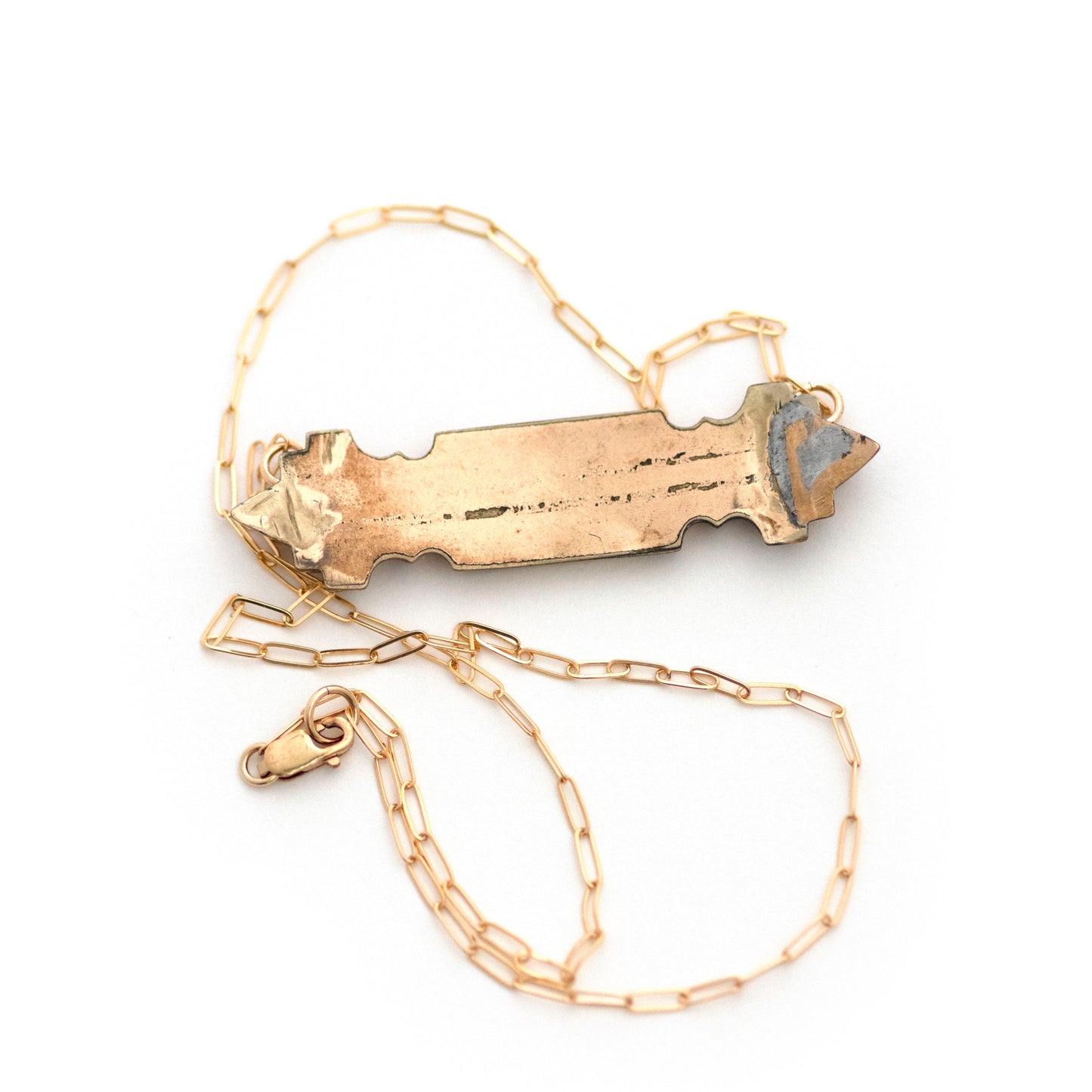 Antique Chasing Curved Bar Pin Necklace