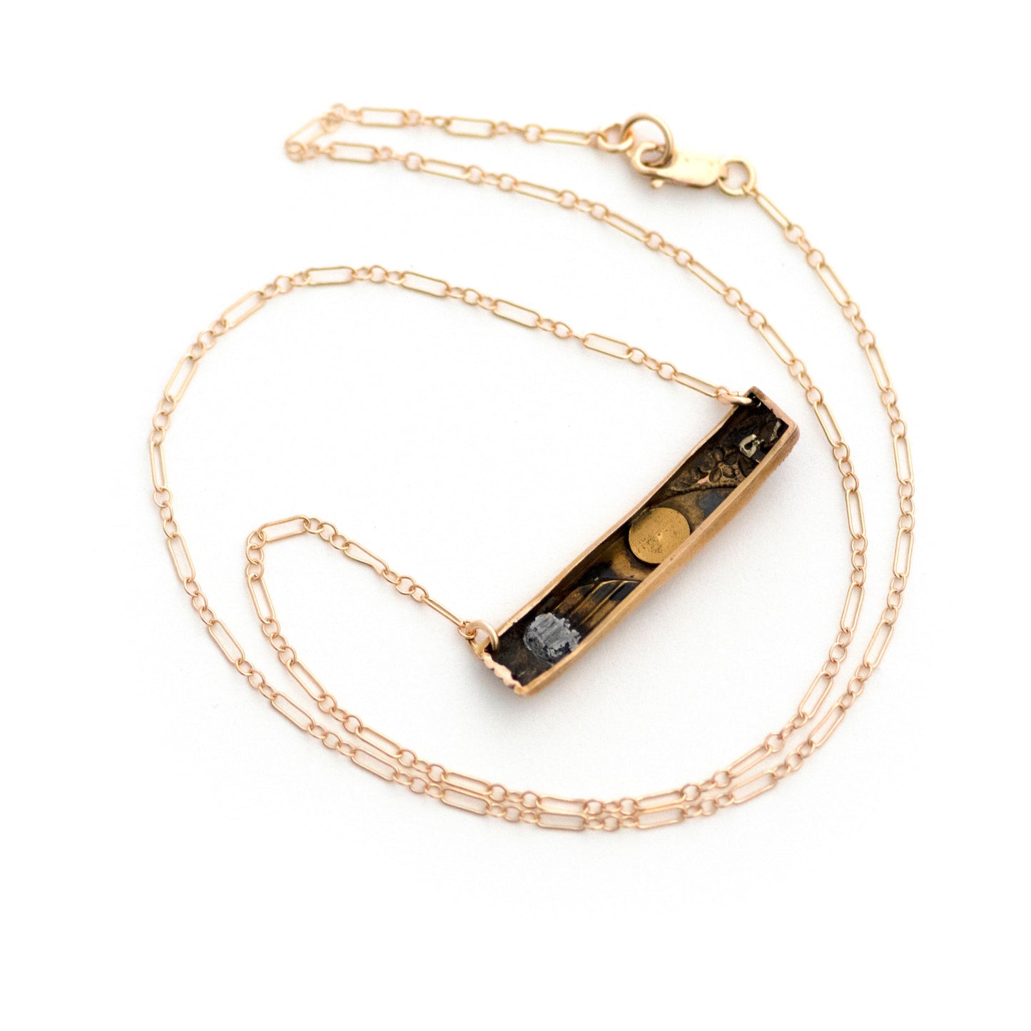10k Gold Turquoise Seed Bar Pin Necklace
