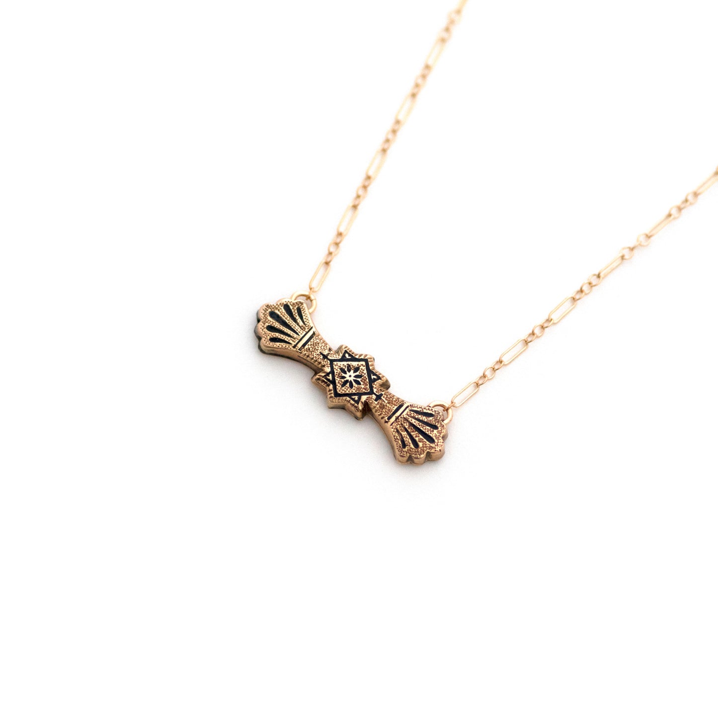 Taille d'Epargne Bow Tie Buckle Bar Pin Necklace