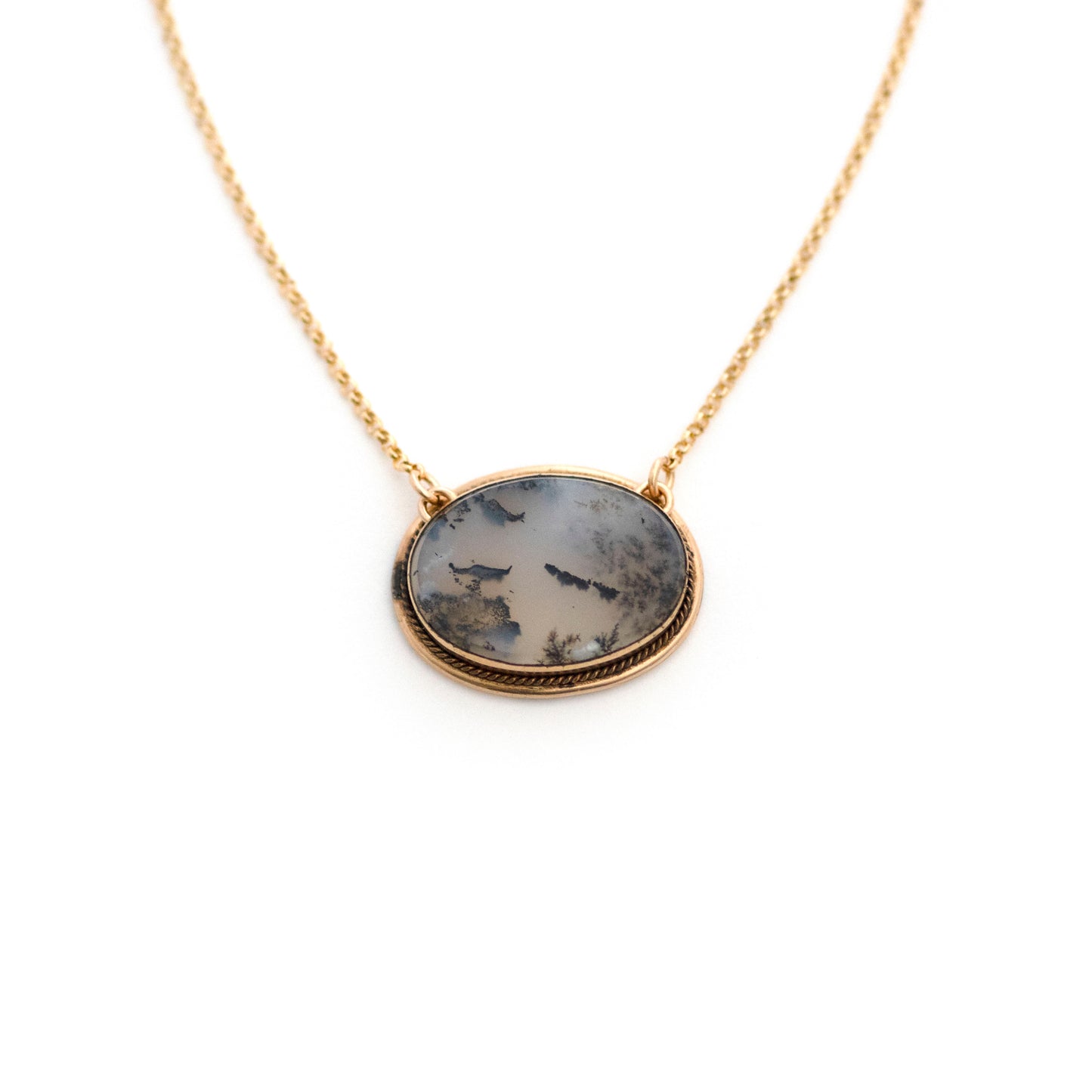 Dendritic Moss Agate Brooch Conversion Necklace