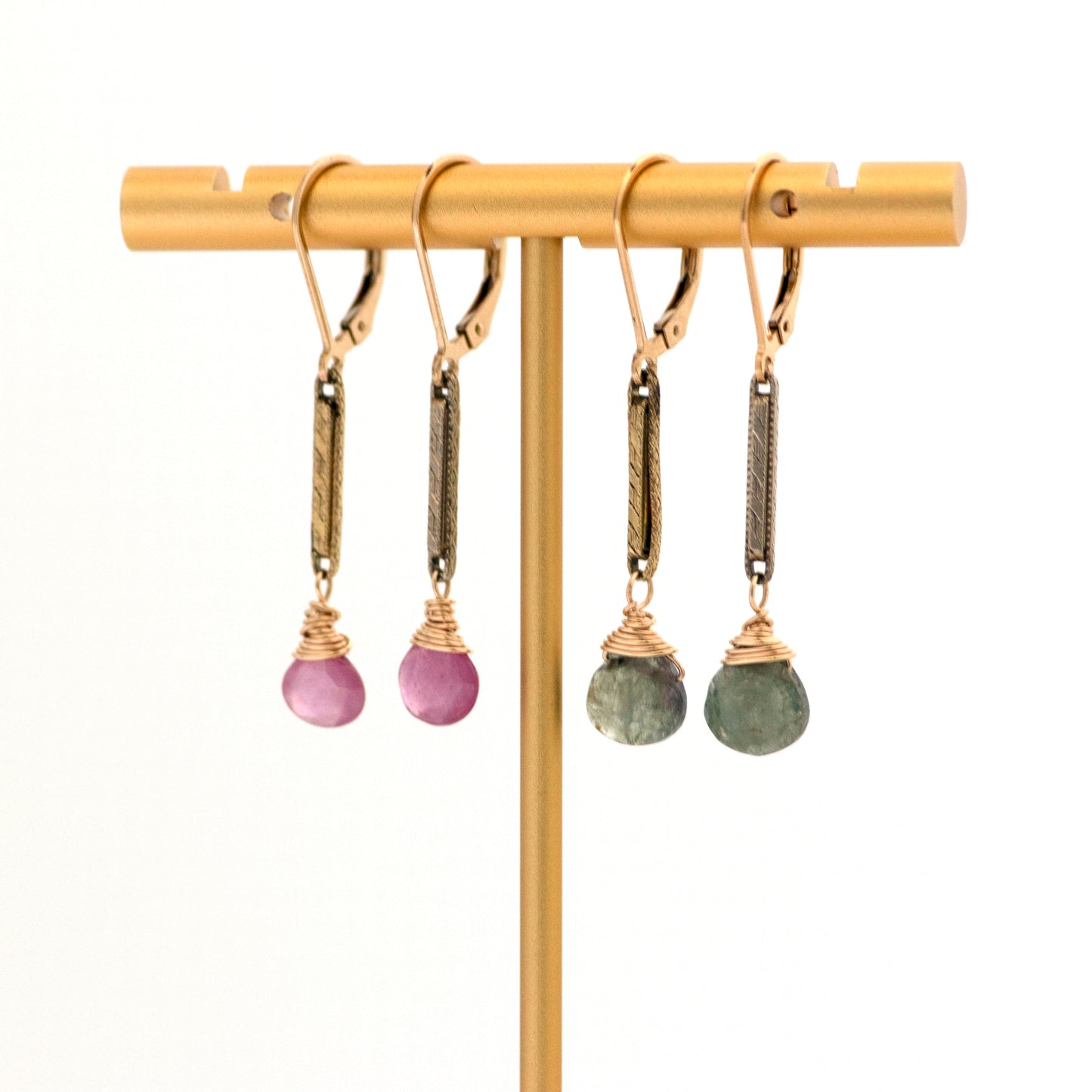 Antique Watch Chain Ruby Drop Earrings