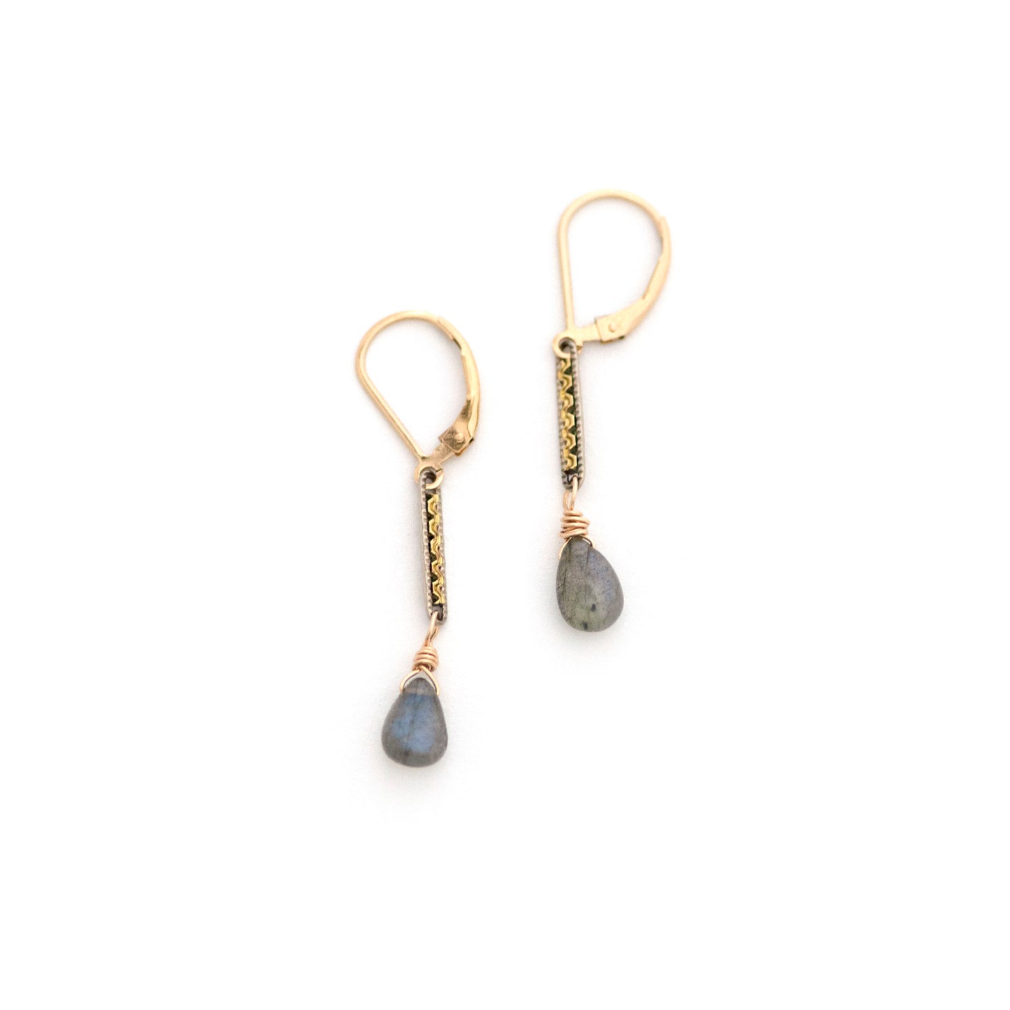 Antique Watch Chain Labradorite Drop Earrings