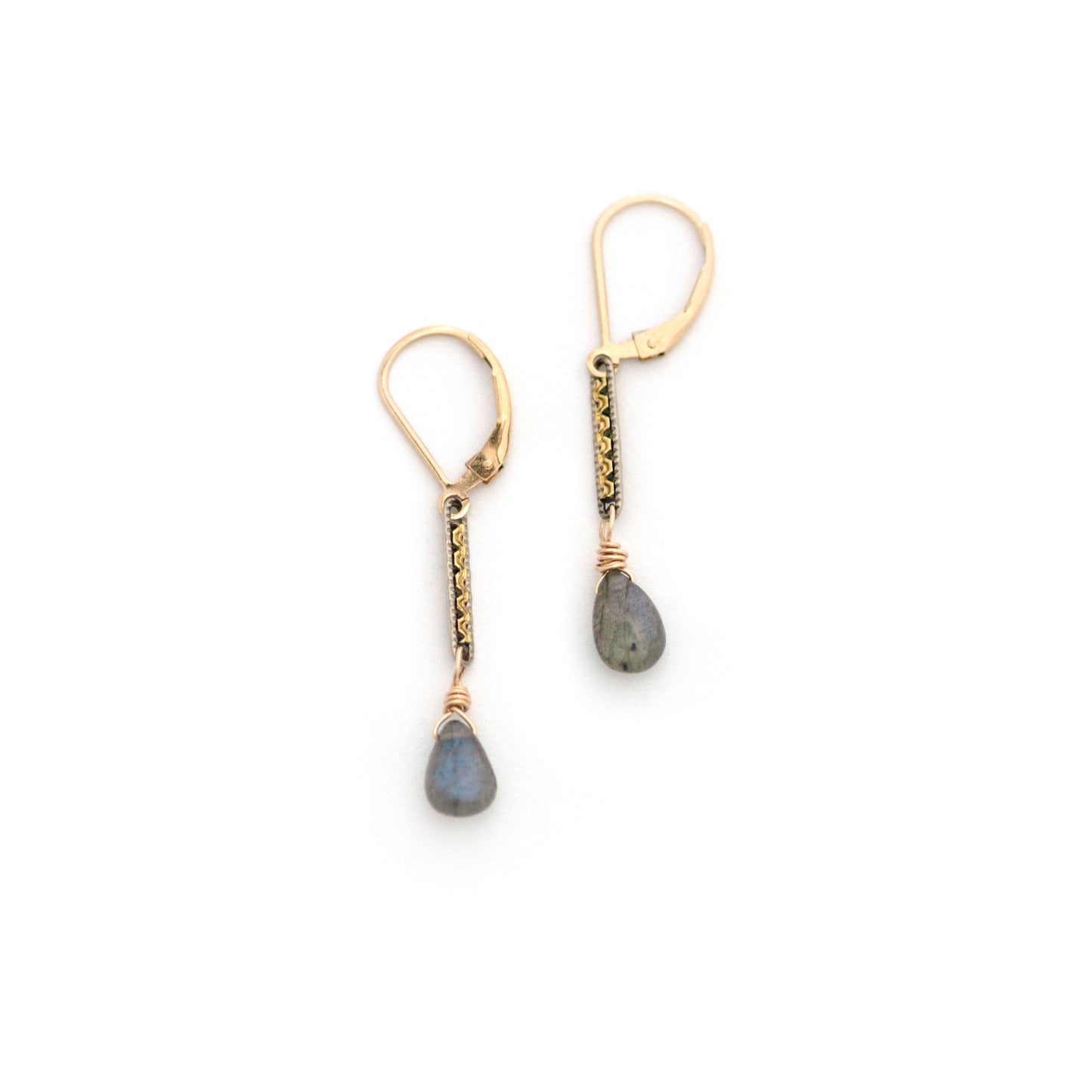 Antique Watch Chain Labradorite Drop Earrings