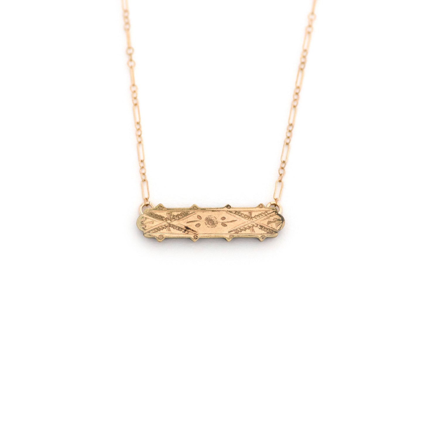 Small Classic Antique Bar Pin Necklace