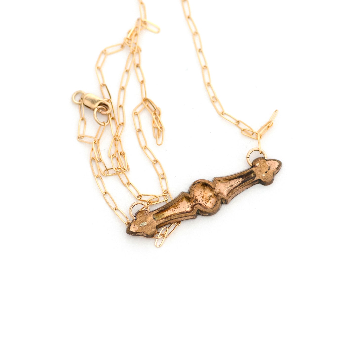 Victorian Etched Scrolling Bar Pin Necklace