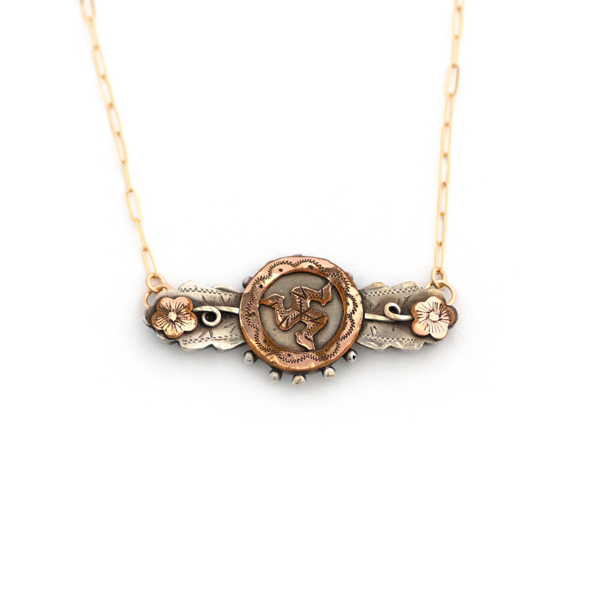 Isle of Man Flowers Bar Pin Necklace
