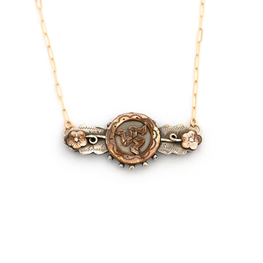 Isle of Man Flowers Bar Pin Necklace