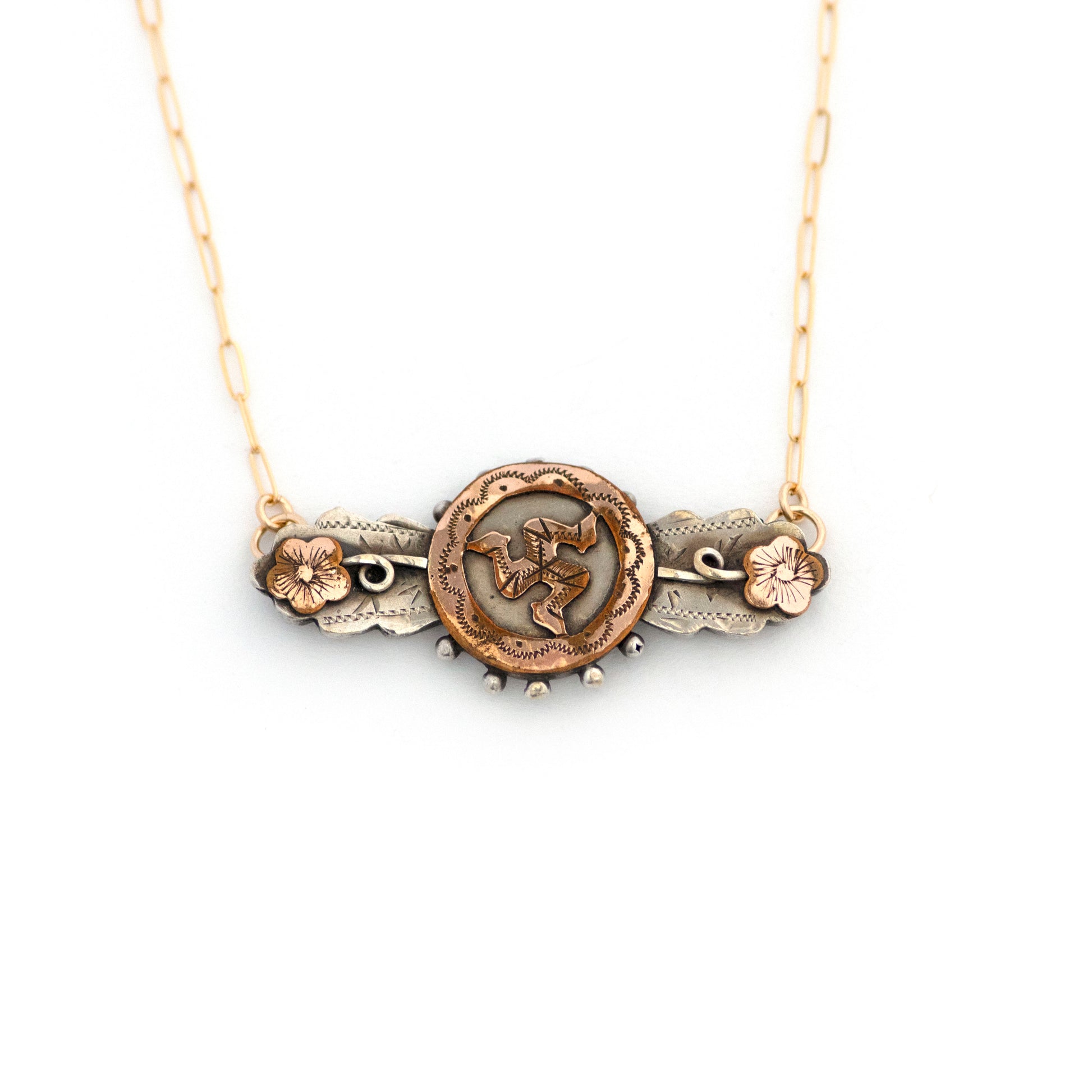 Isle of Man Flowers Bar Pin Necklace