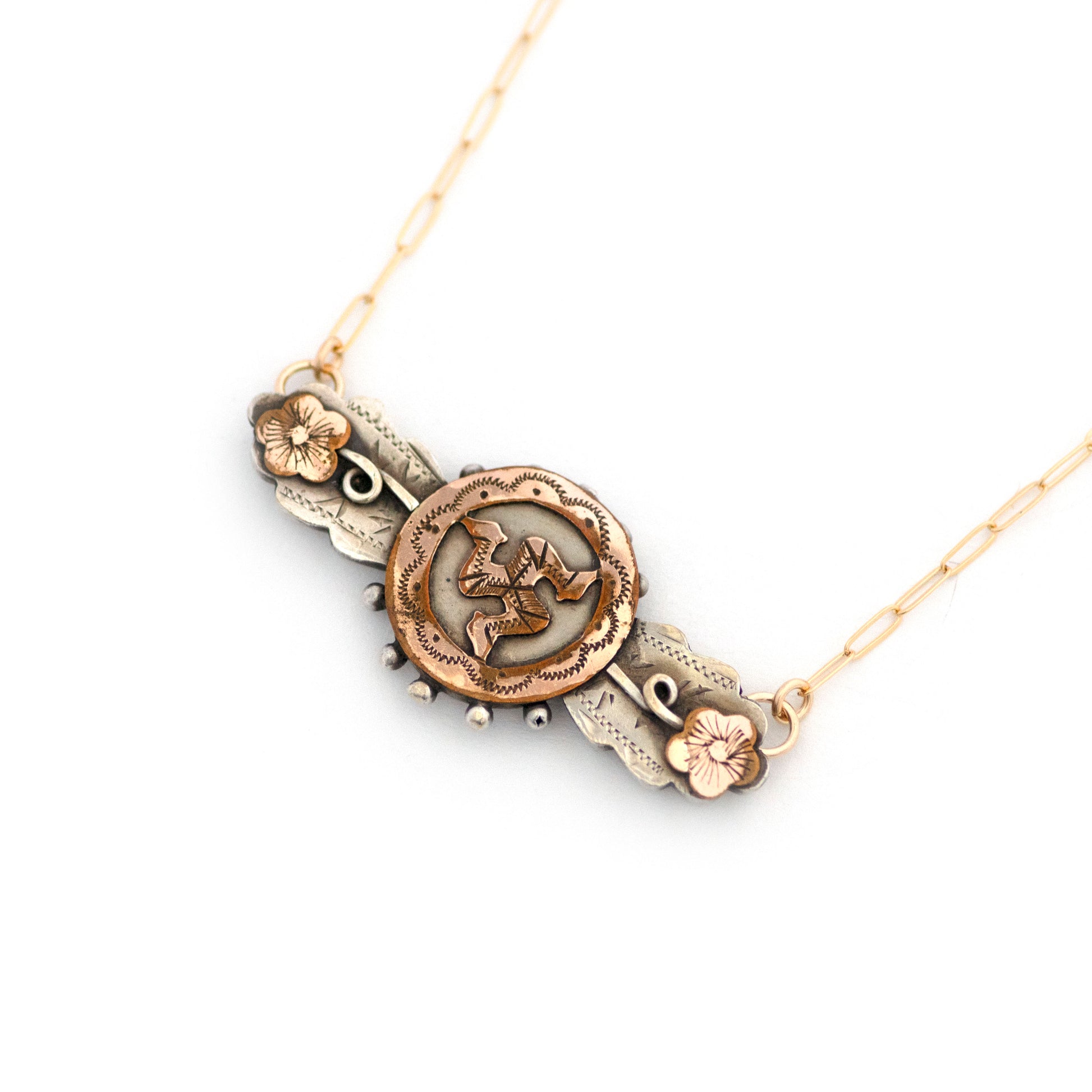 Isle of Man Flowers Bar Pin Necklace