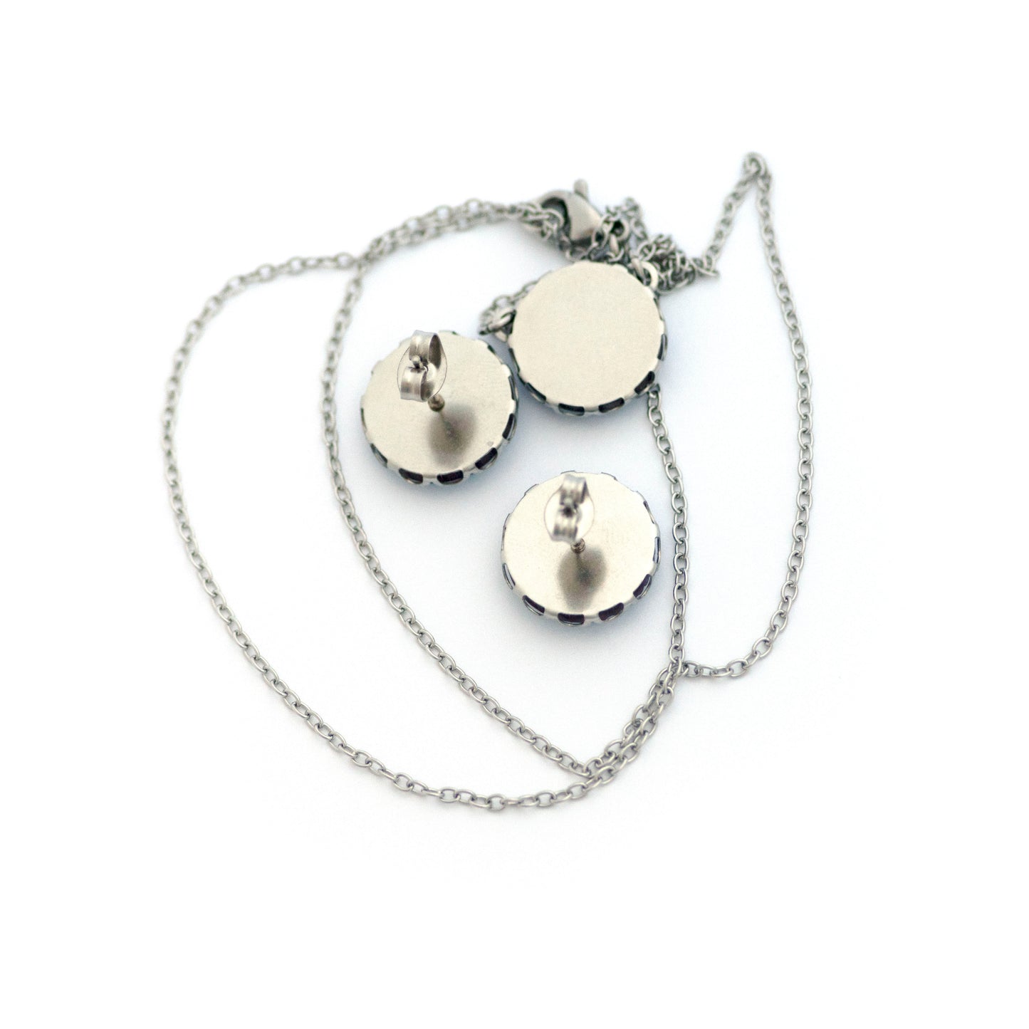 Blue Depths Czech Glass Button Necklace and Earrings Gift Set