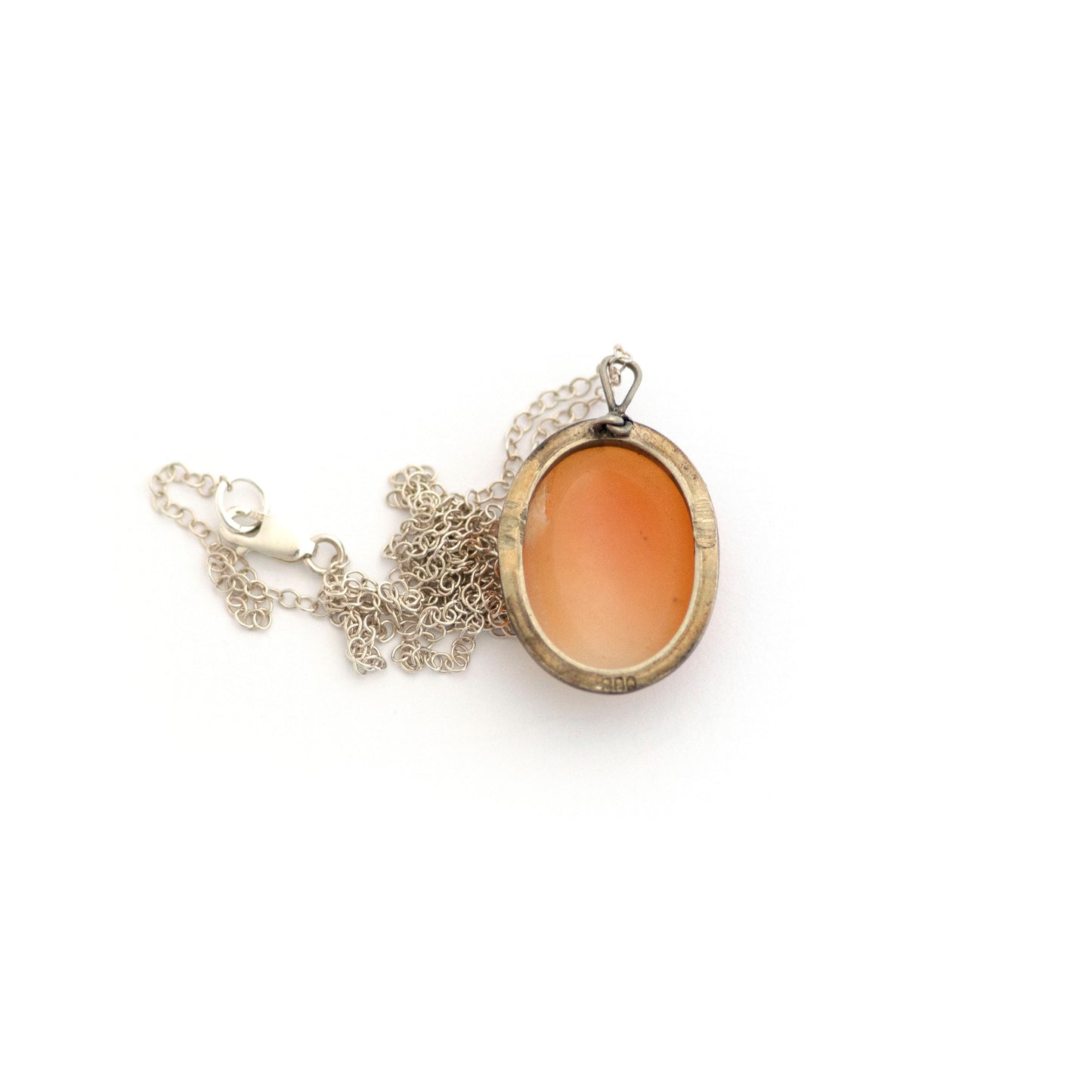 Sterling Silver Carved Shell Cameo Brooch Necklace