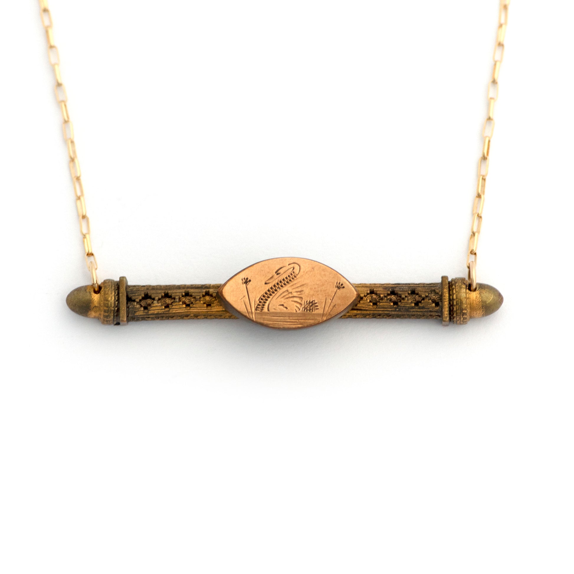 Swan Lake Etruscan Revival Bar Pin Necklace