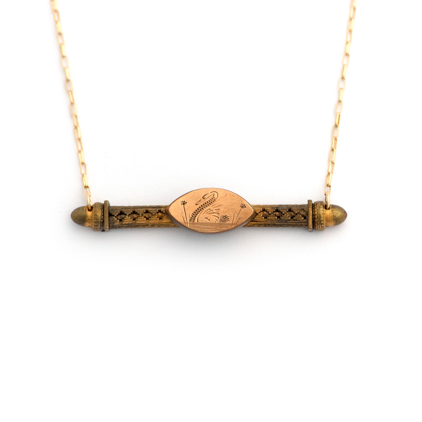 Swan Lake Etruscan Revival Bar Pin Necklace